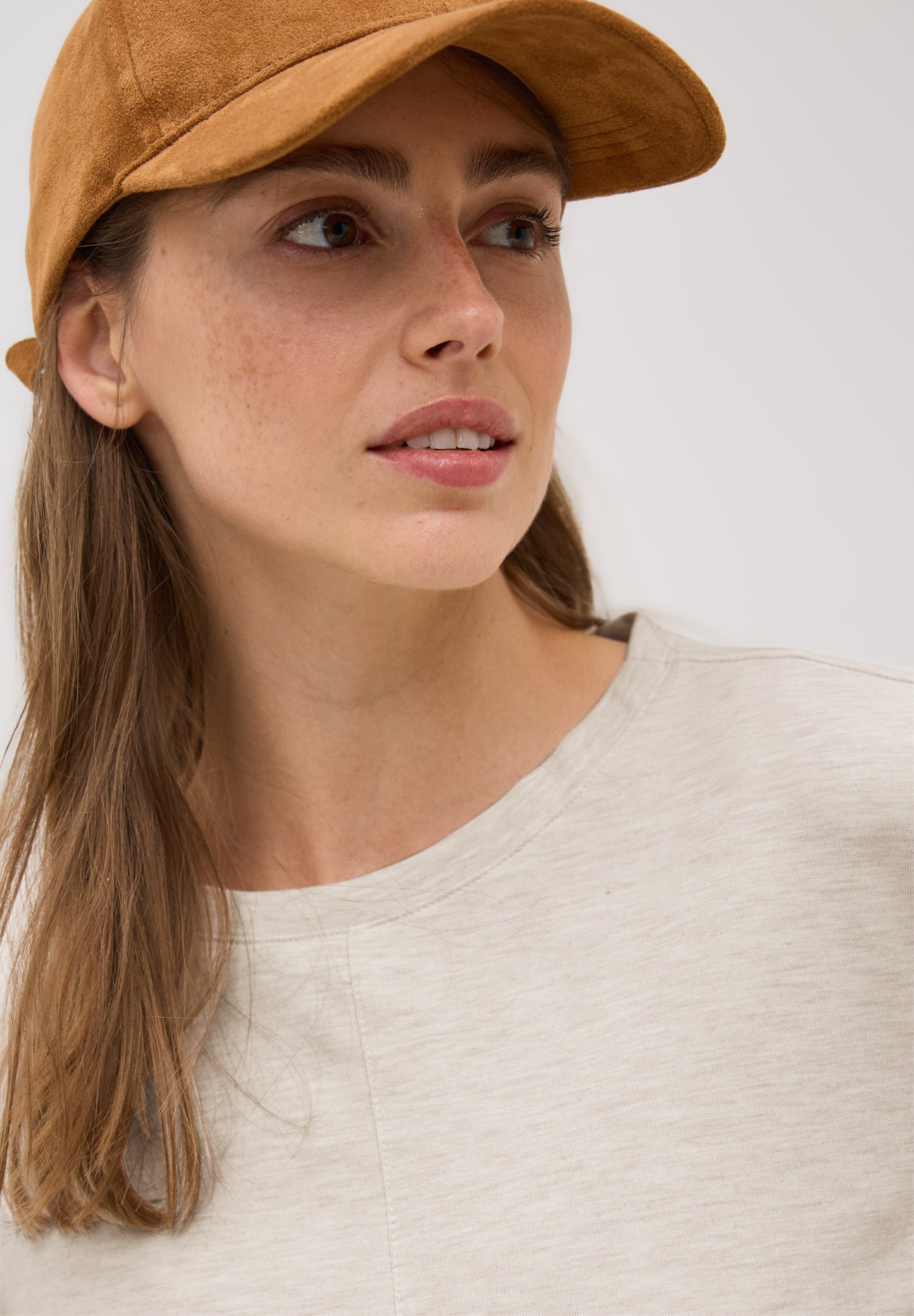 CECIL Kurzarmsweatshirt - Farbe: light beige melange