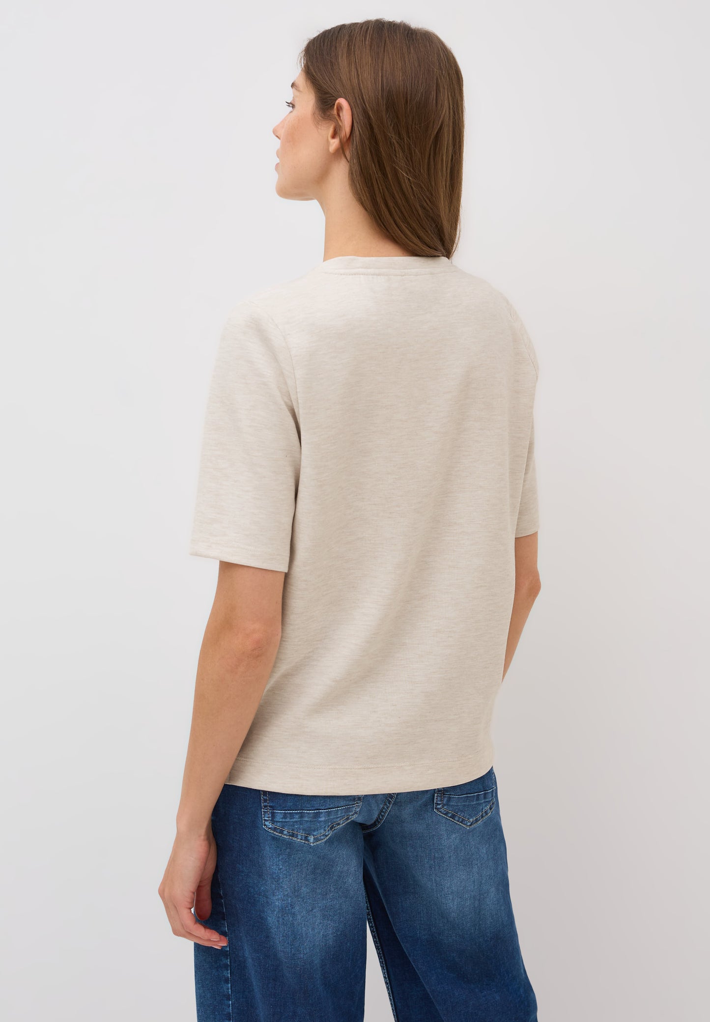CECIL Kurzarmsweatshirt - Farbe: light beige melange