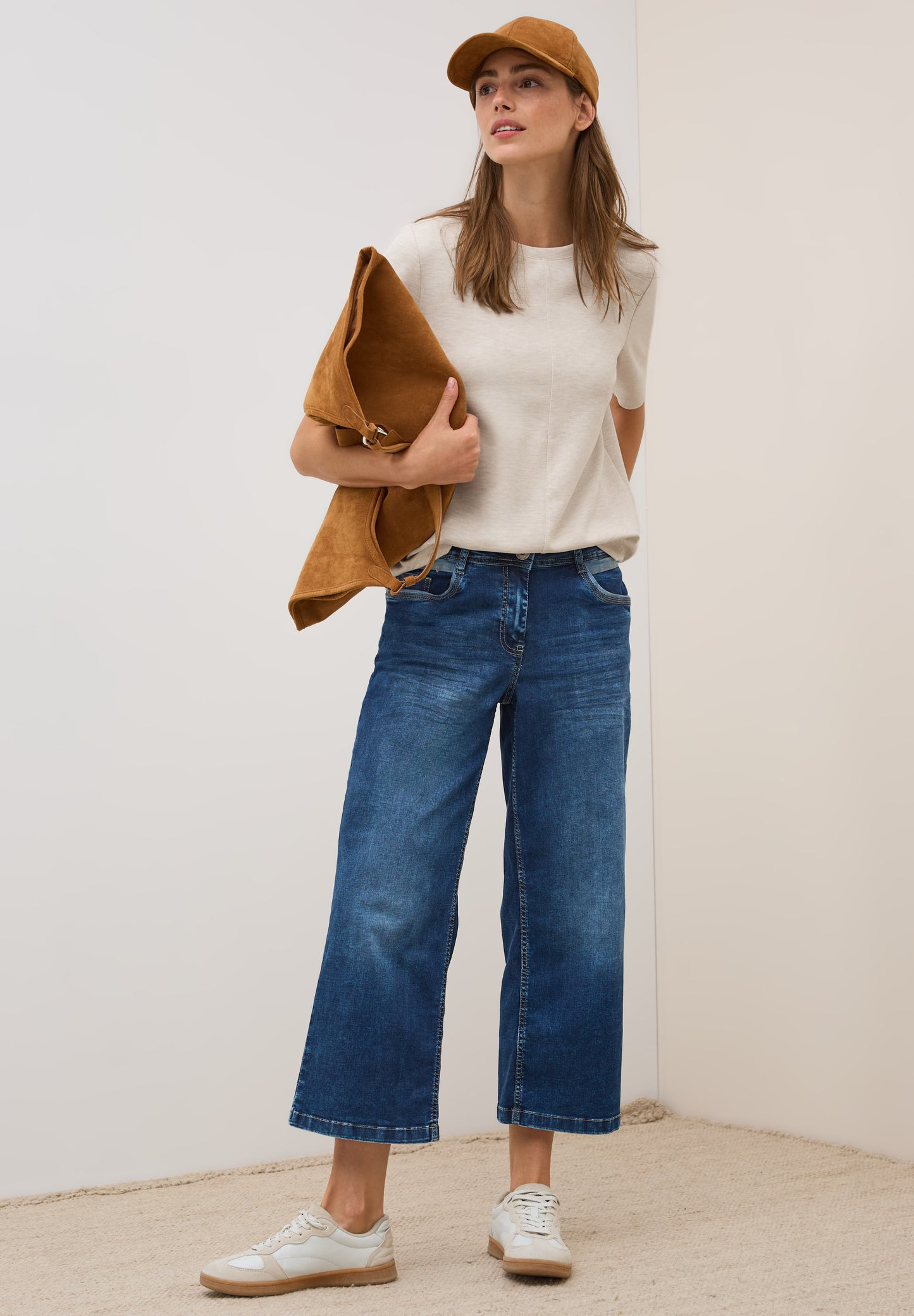 CECIL Kurzarmsweatshirt - Farbe: light beige melange