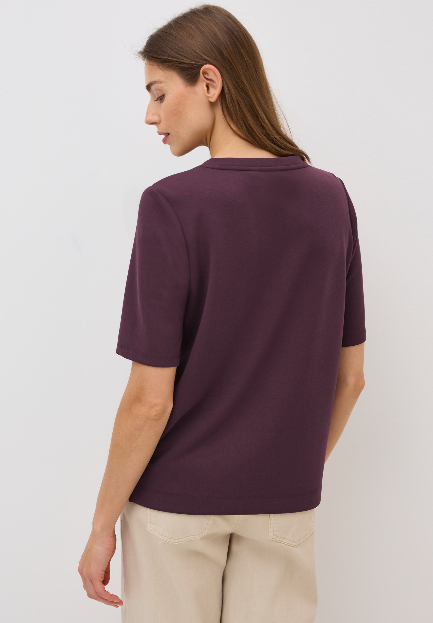 CECIL Kurzarmsweatshirt - Farbe: mulberry red