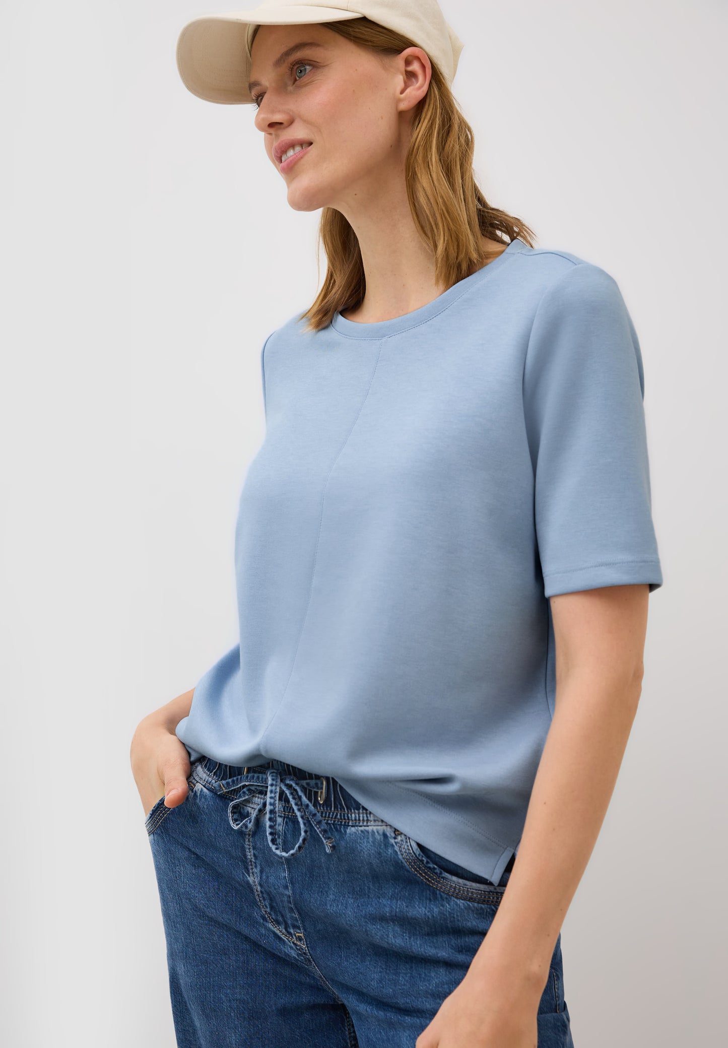 CECIL Kurzarmsweatshirt - Farbe: mountain blue