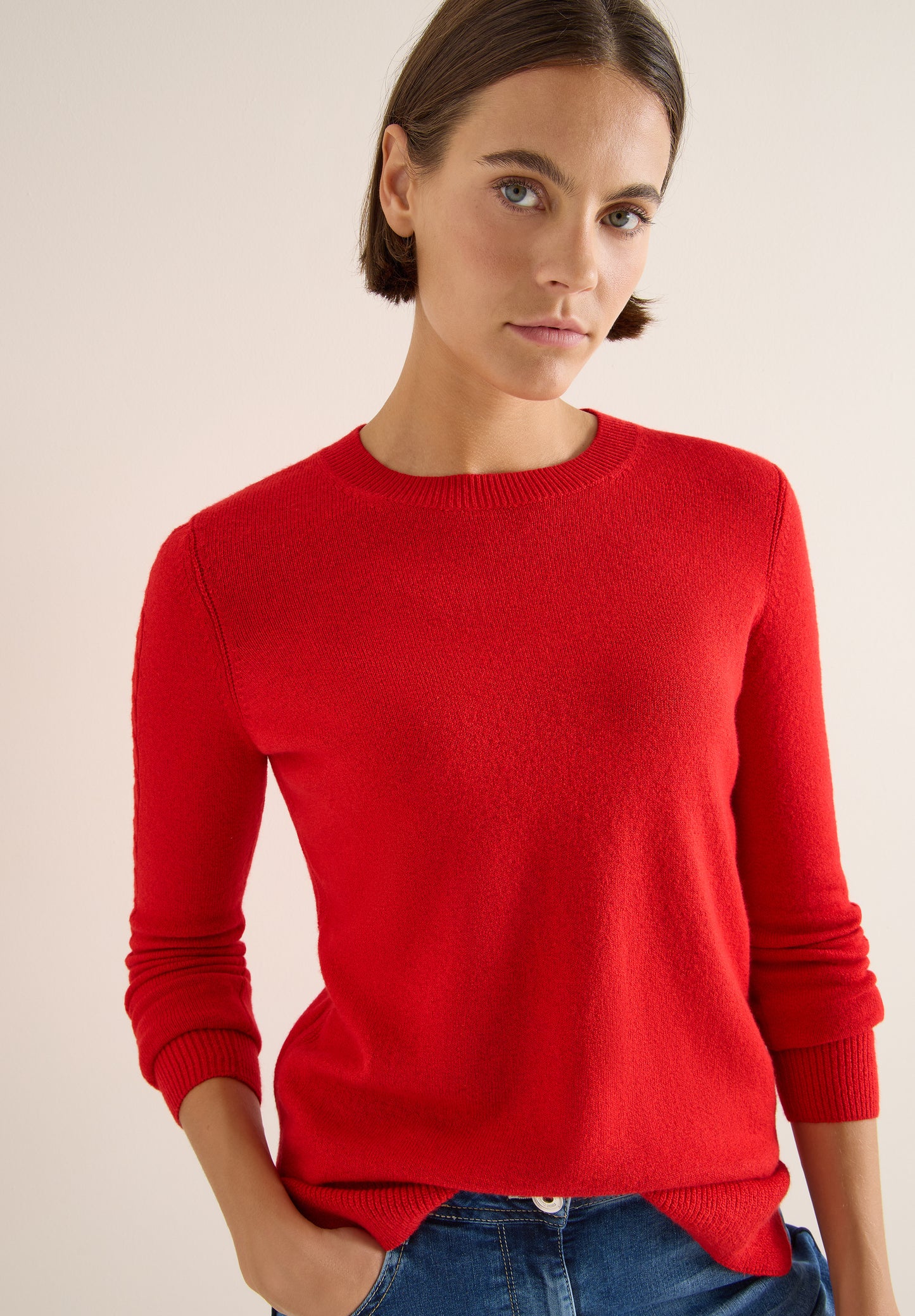 CECIL Pullover mit Strickdetail - Farbe: fiery red