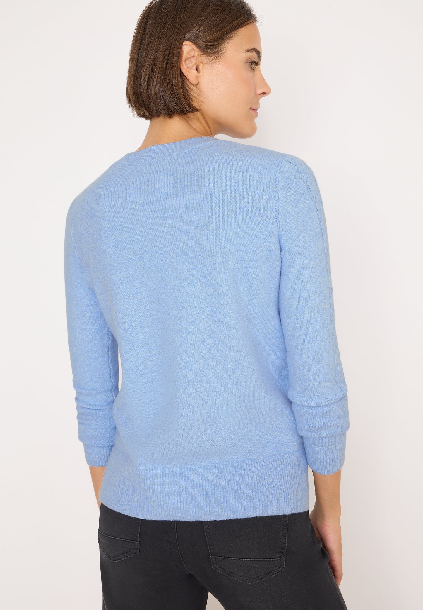CECIL Pullover mit Strickdetail - Farbe: sporty light blue melange