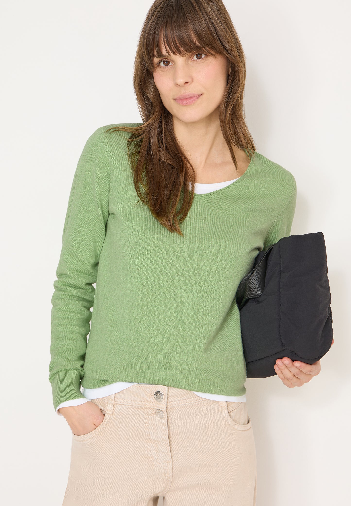 CECIL - Basic Pullover - Farbe: bamboo green melange