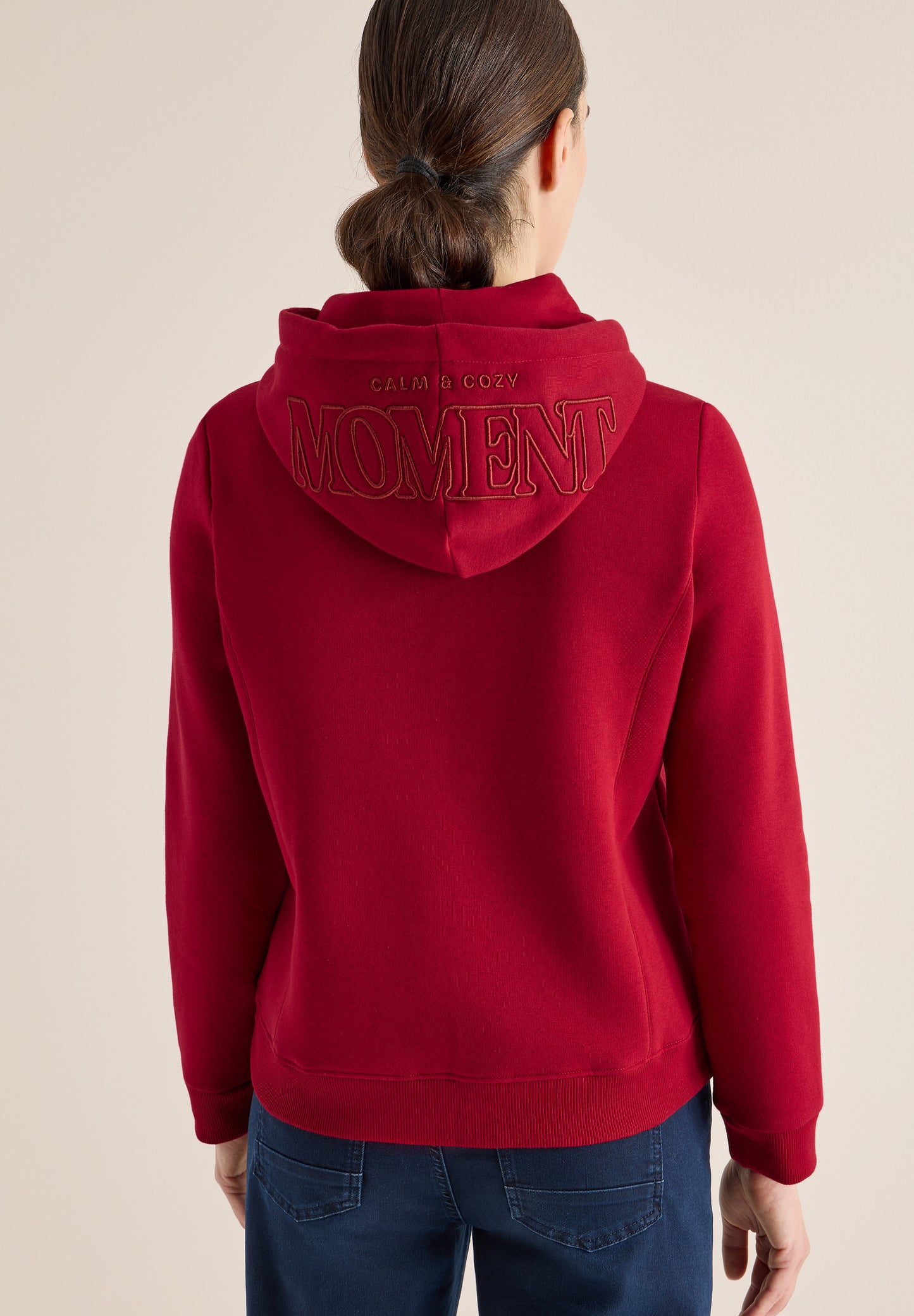 CECIL Hoodie mit Stickerei - Farbe: beaujolais red