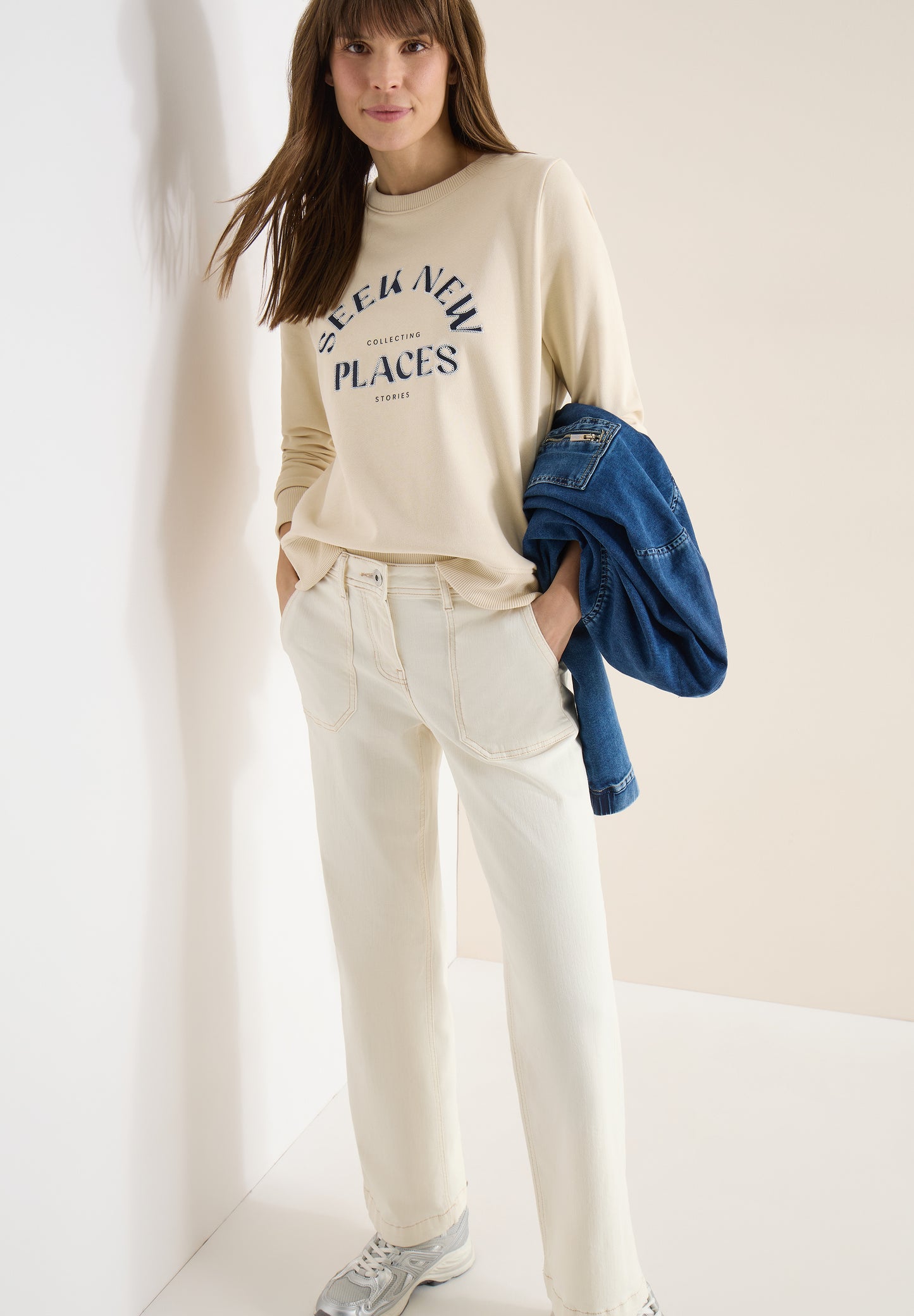 CECIL - Embroidery Sweatshirt - Farbe: pearl beige