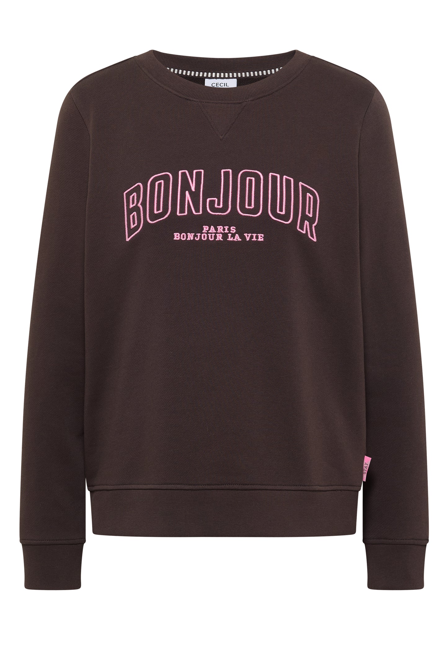 CECIL - Langarm Sweatshirt mit Stickerei - Farbe: macchiato brown