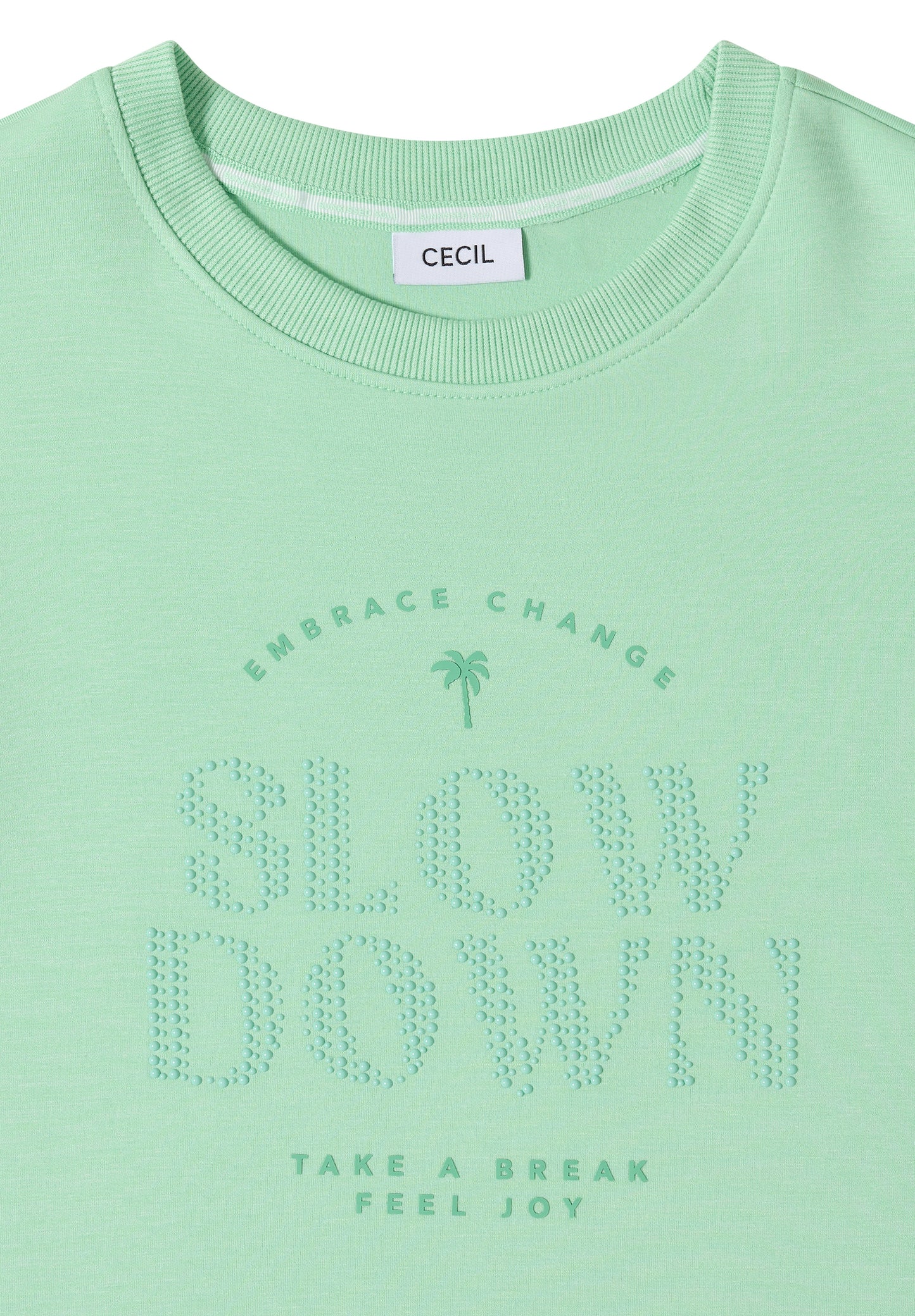 CECIL - Kurzarm Sweatshirt mit Wording - Farbe: juicy lime