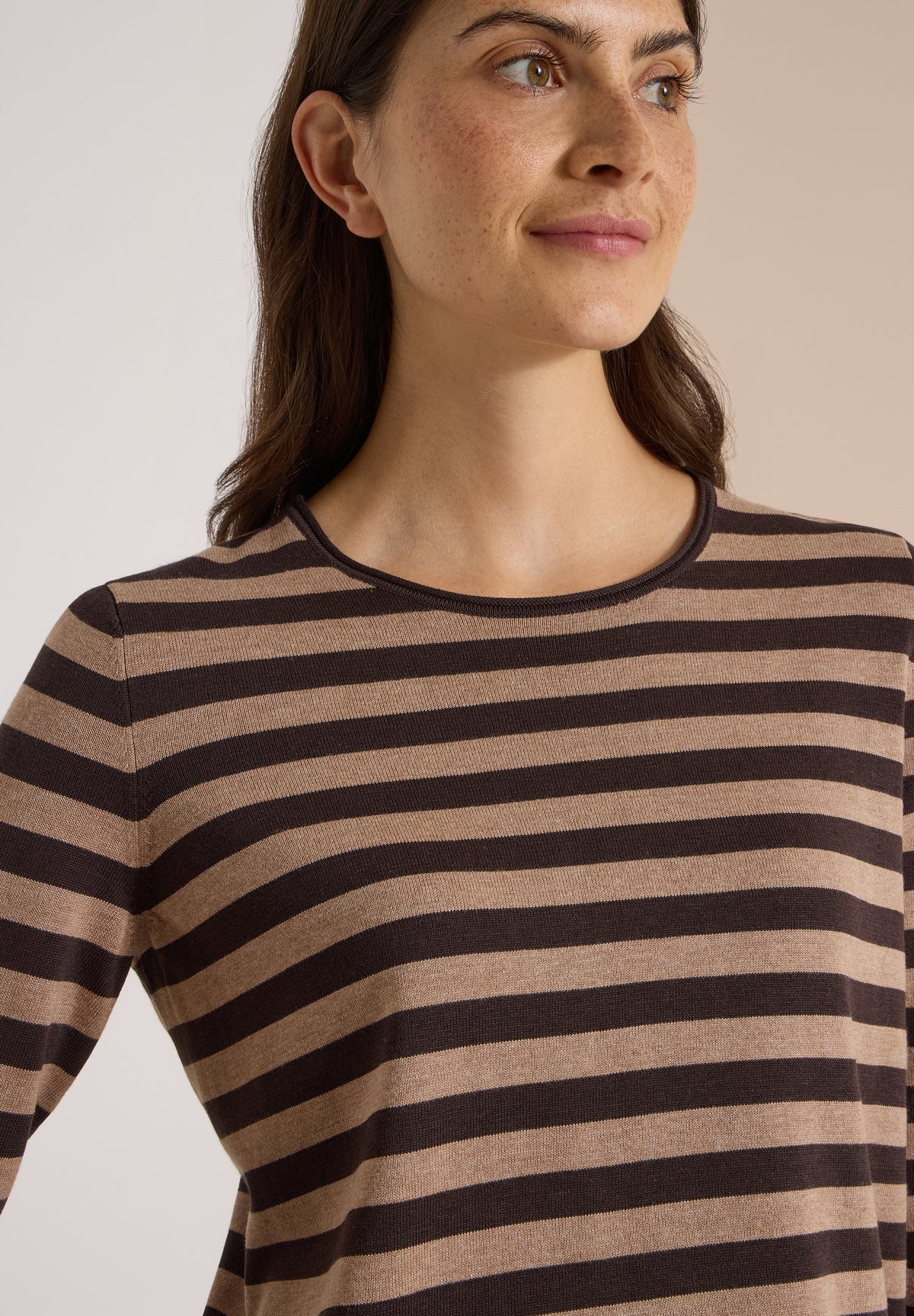 CECIL - Pullover mit Rundhals und Streifen - Farbe: truffle brown