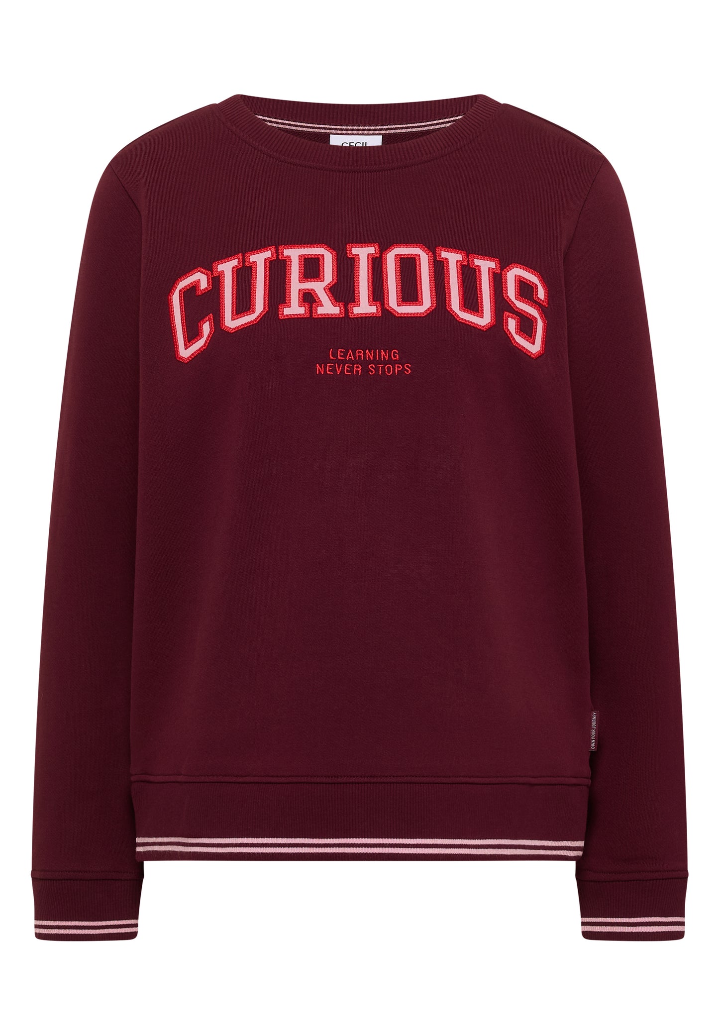 CECIL - Sweatshirt mit Rundhals und Stickerei - Farbe: red wine