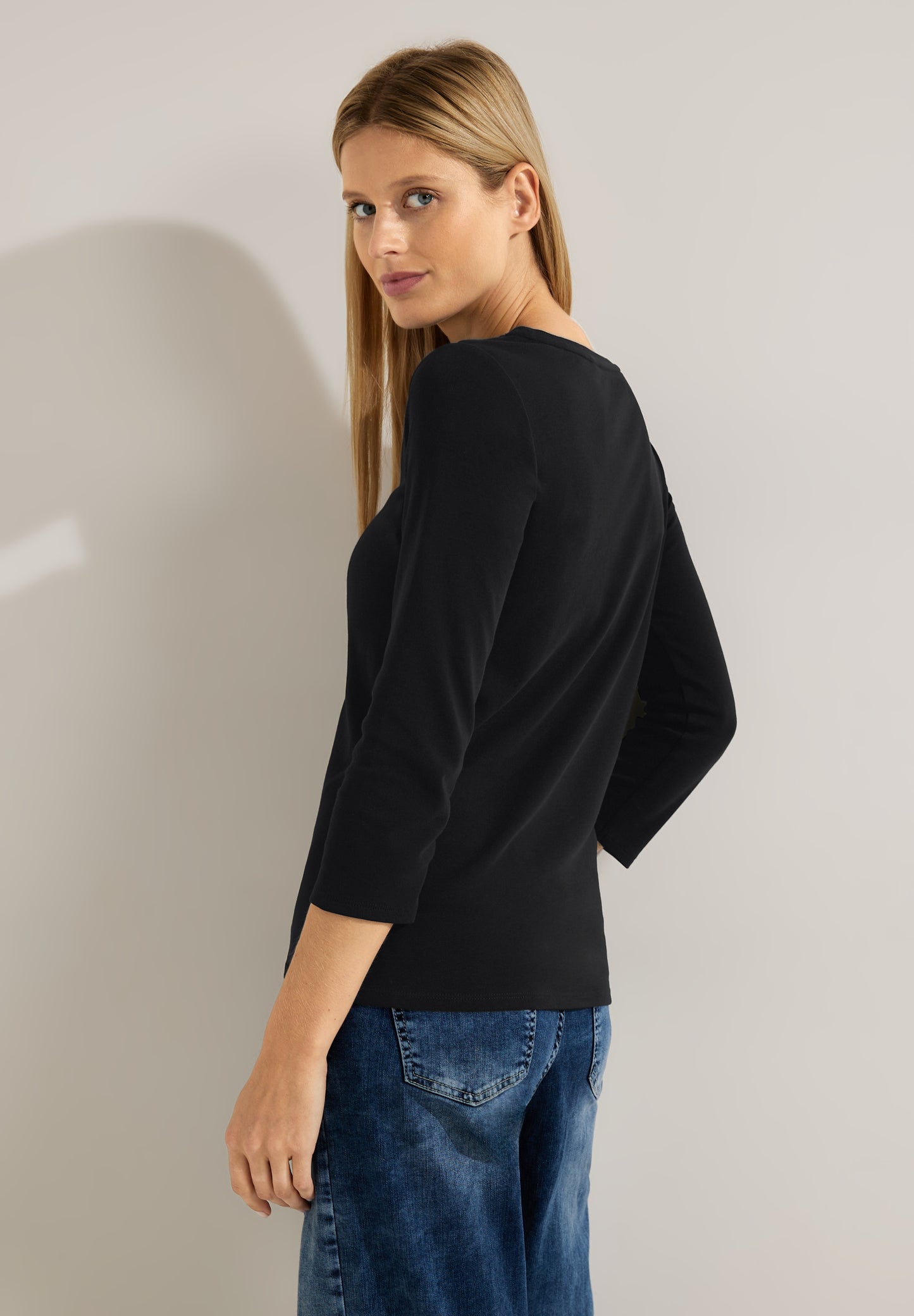 CECIL Basic T-Shirt in Unifarbe - Farbe: Black