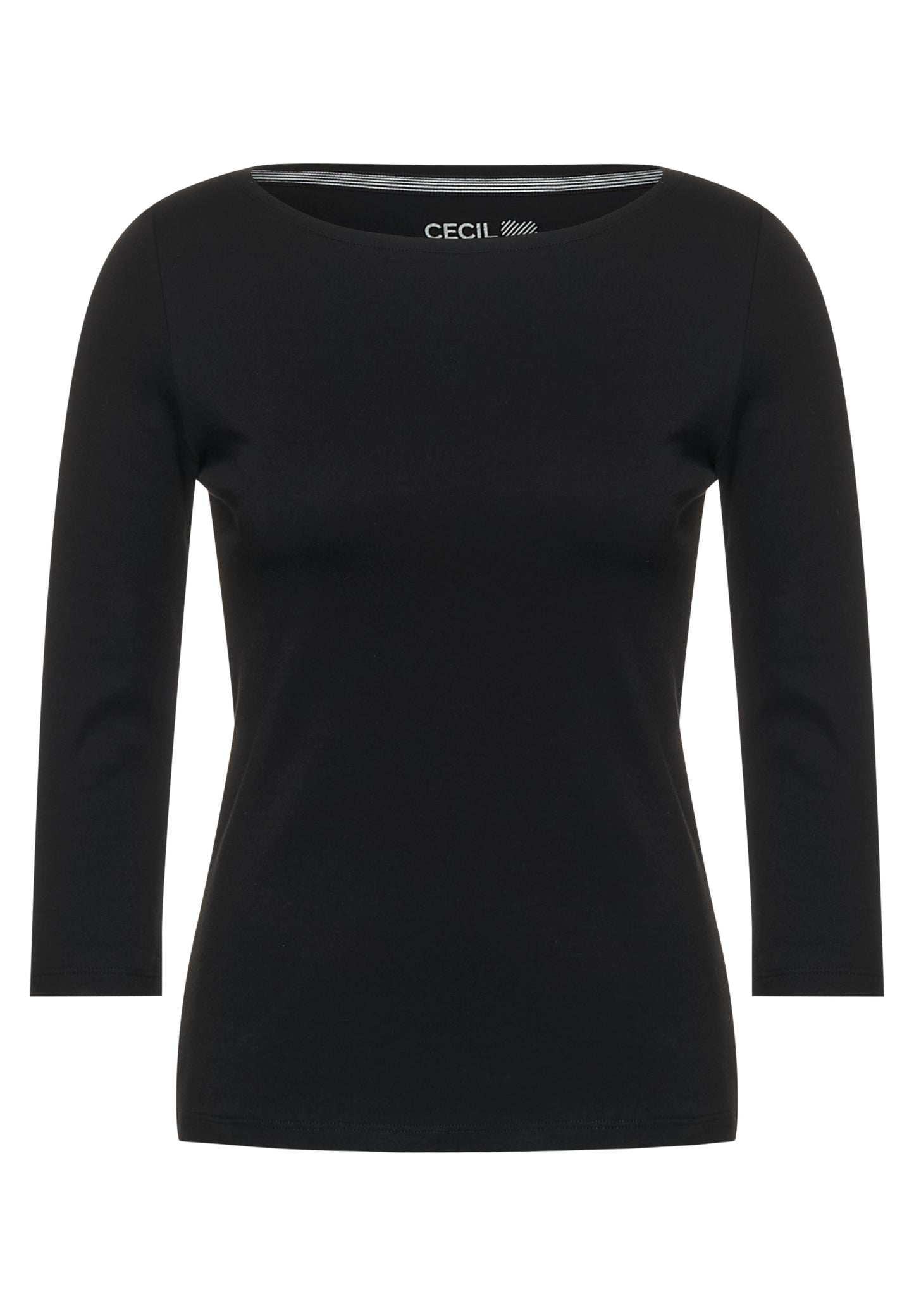 CECIL Basic T-Shirt in Unifarbe - Farbe: Black