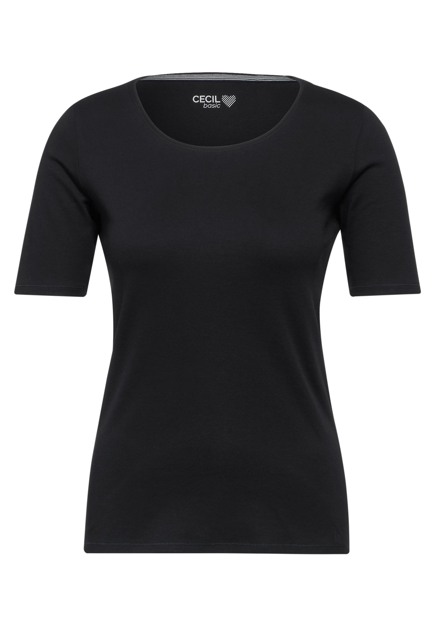 CECIL Basic T-Shirt in Unifarbe - Farbe: Black