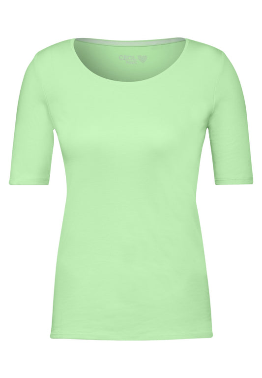 CECIL - Basic T-Shirt in Unifarbe - grün
