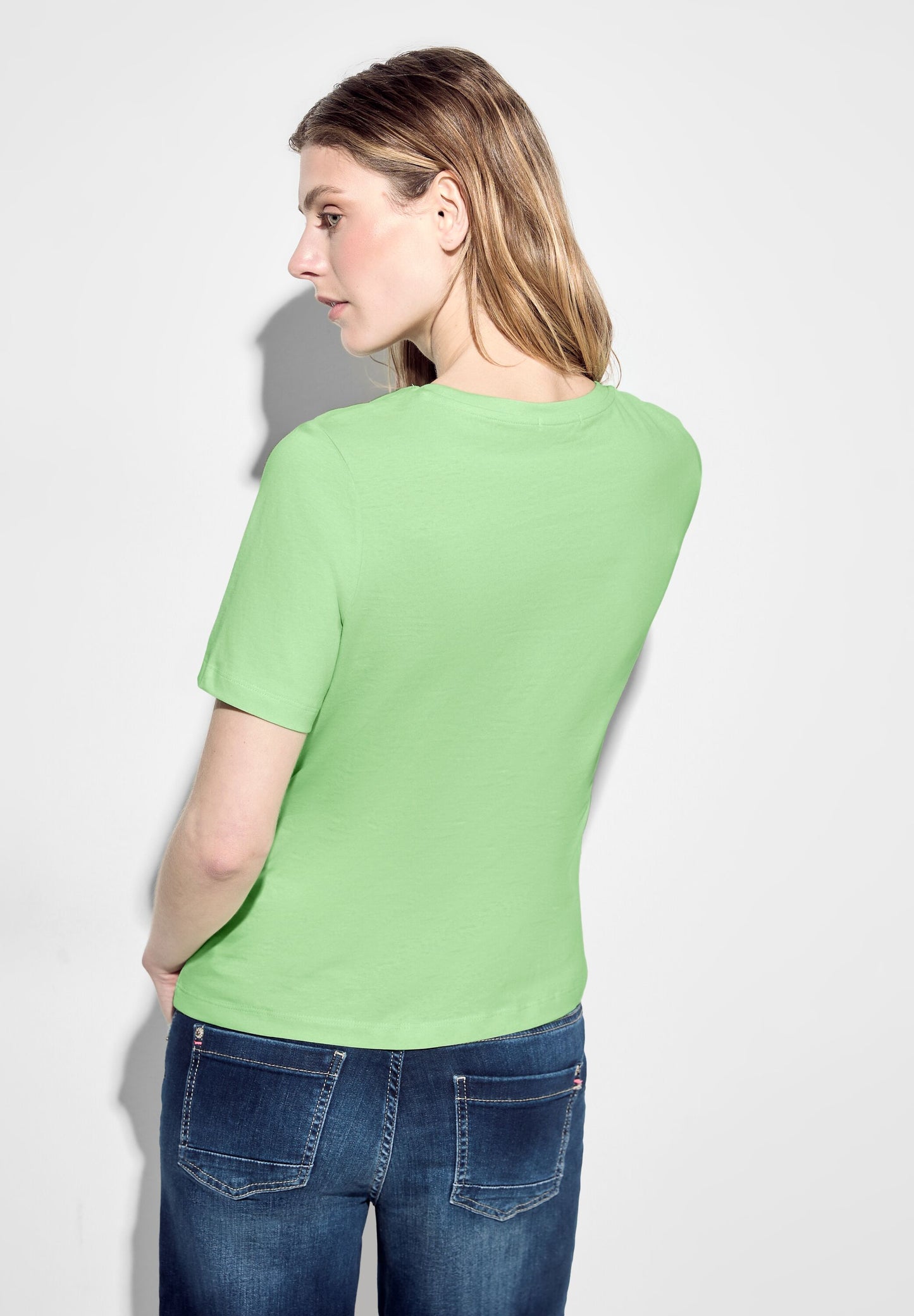 CECIL - T-Shirt mit Schimmer Print - grün