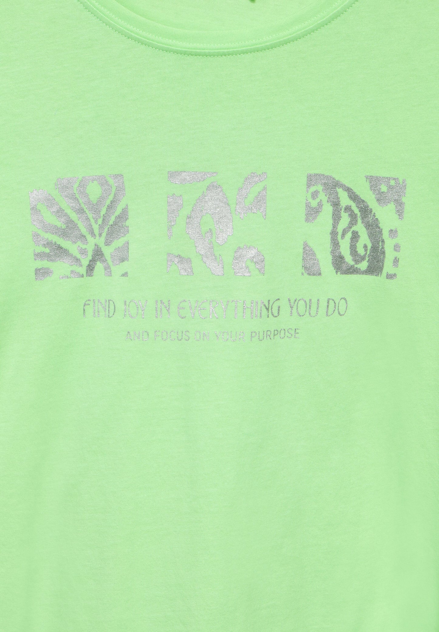 CECIL - T-Shirt mit Schimmer Print - grün