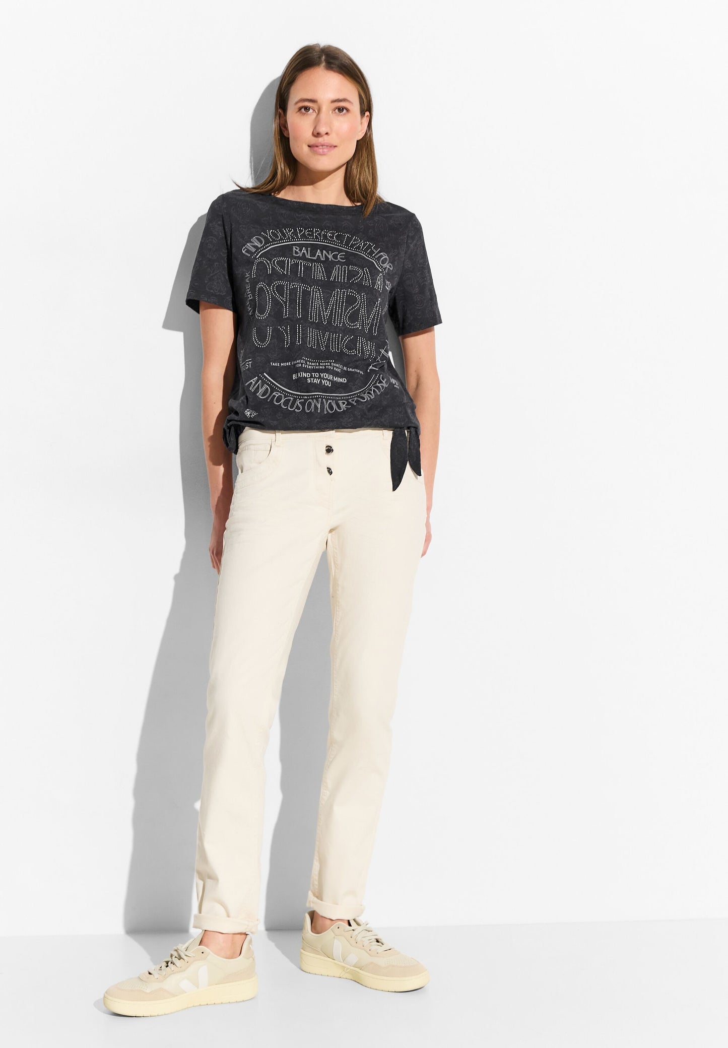 CECIL - T-Shirt mit Print und Deko - schwarz
