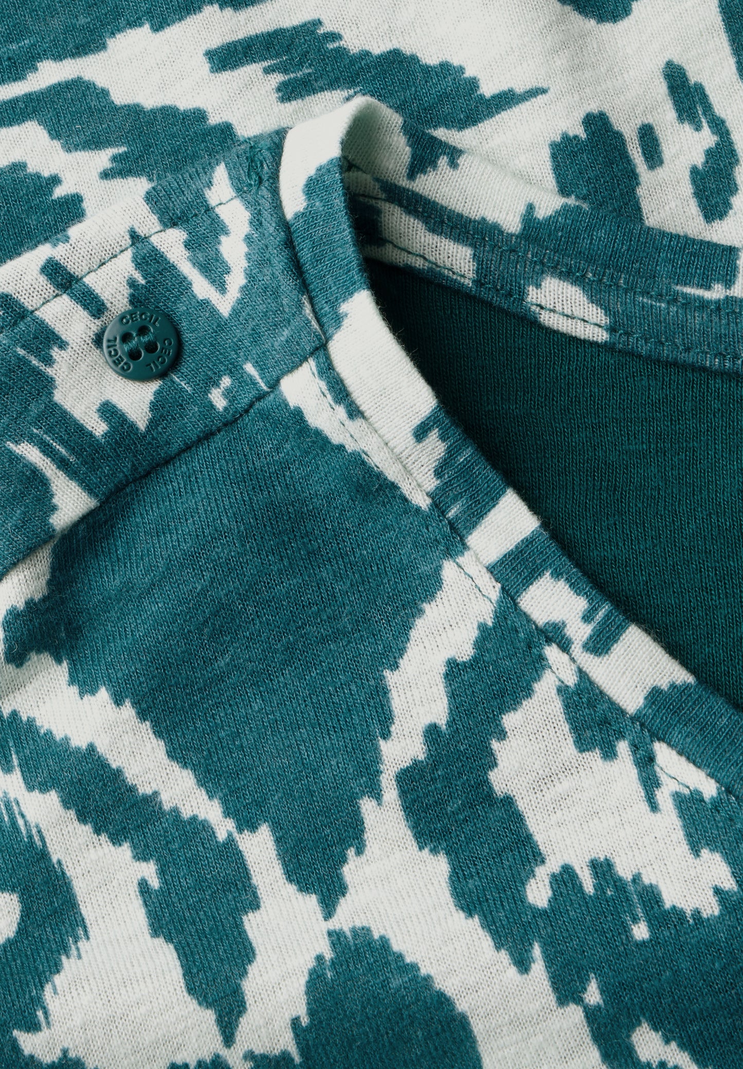 CECIL Print-Shirt mit Knopfdetail - Farbe: green lagoon