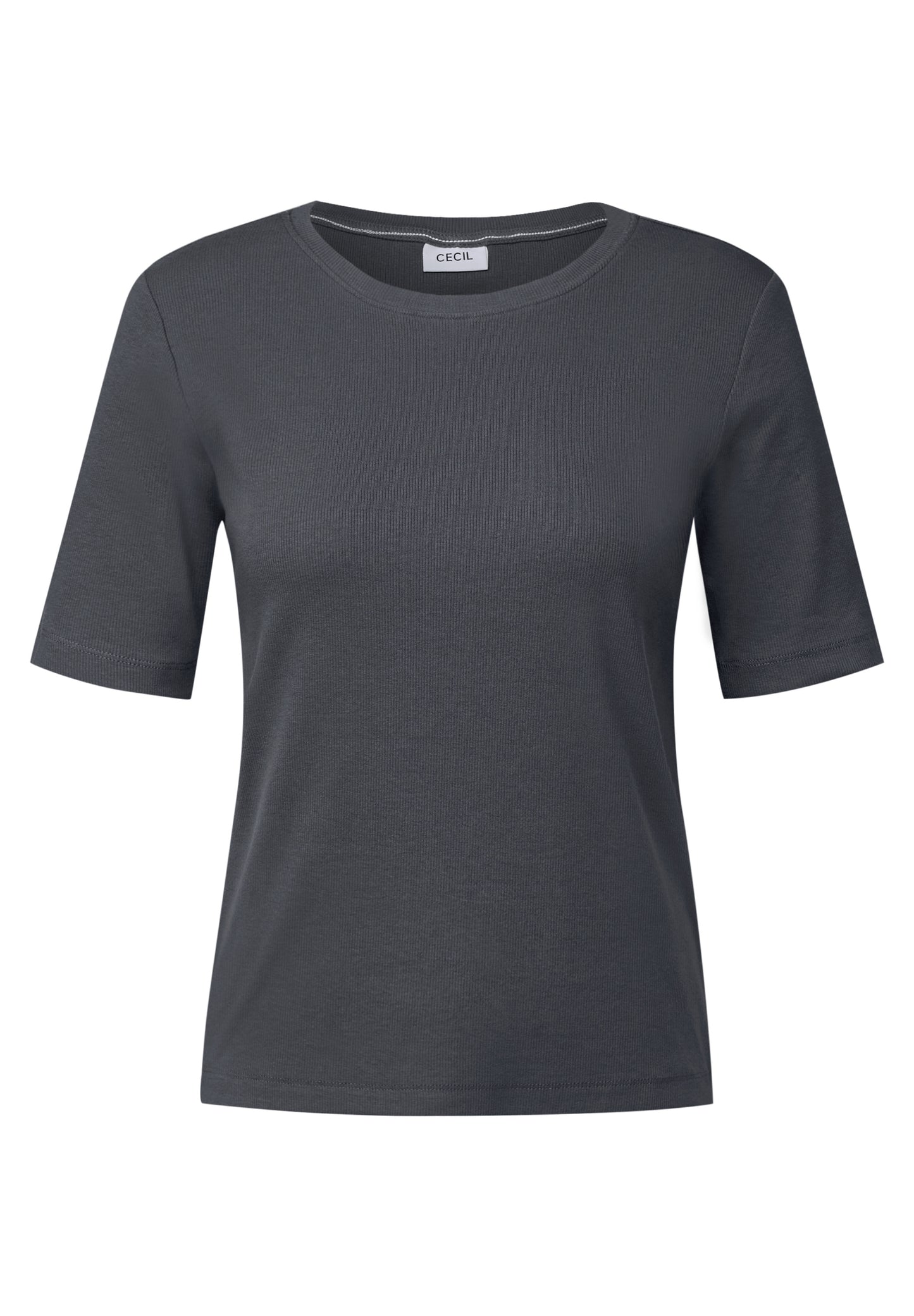 CECIL Basic Rippstruktur T-Shirt - Farbe: volcanic grey