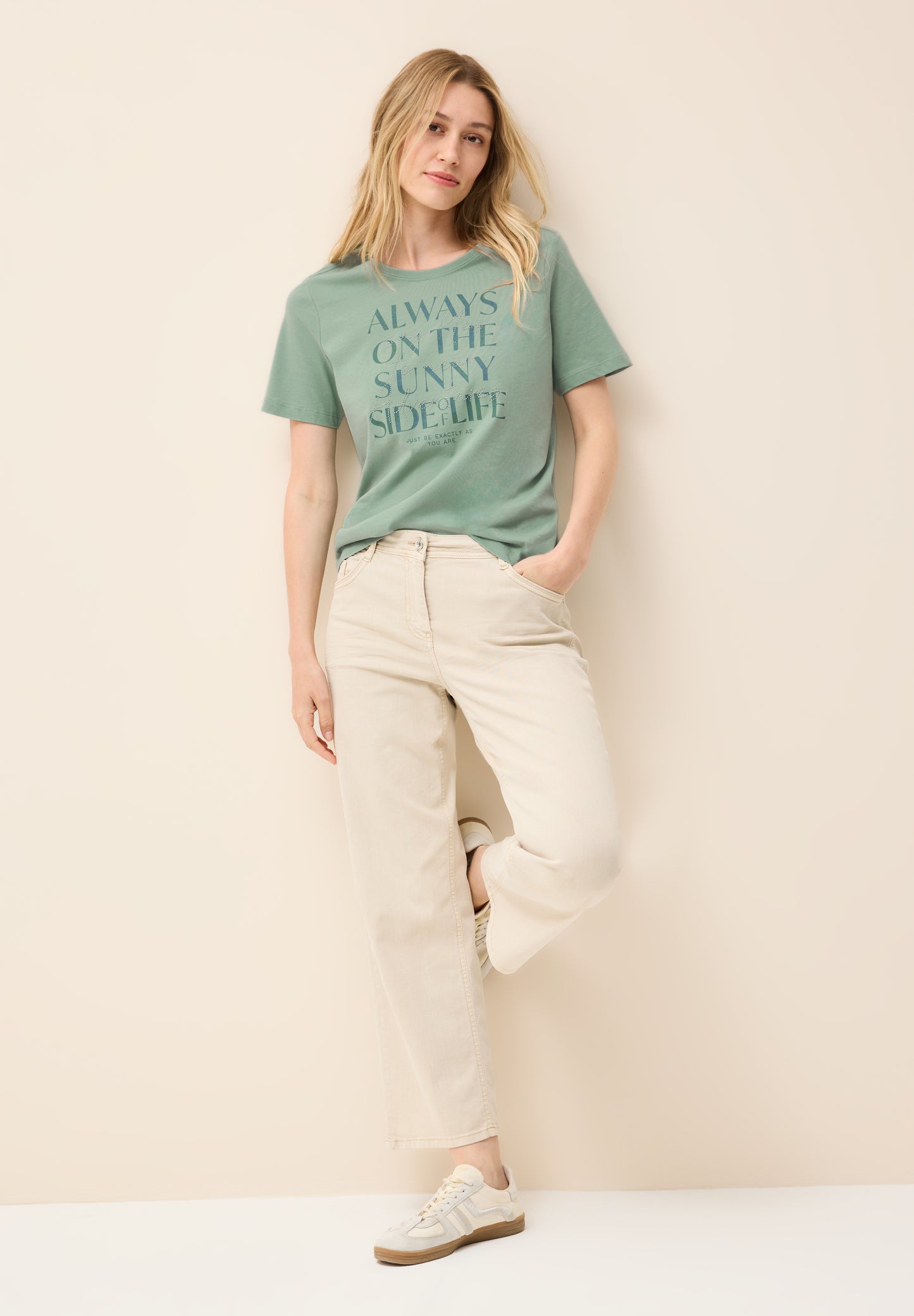 CECIL Shirt mit Wording Artwork - Farbe: matcha green