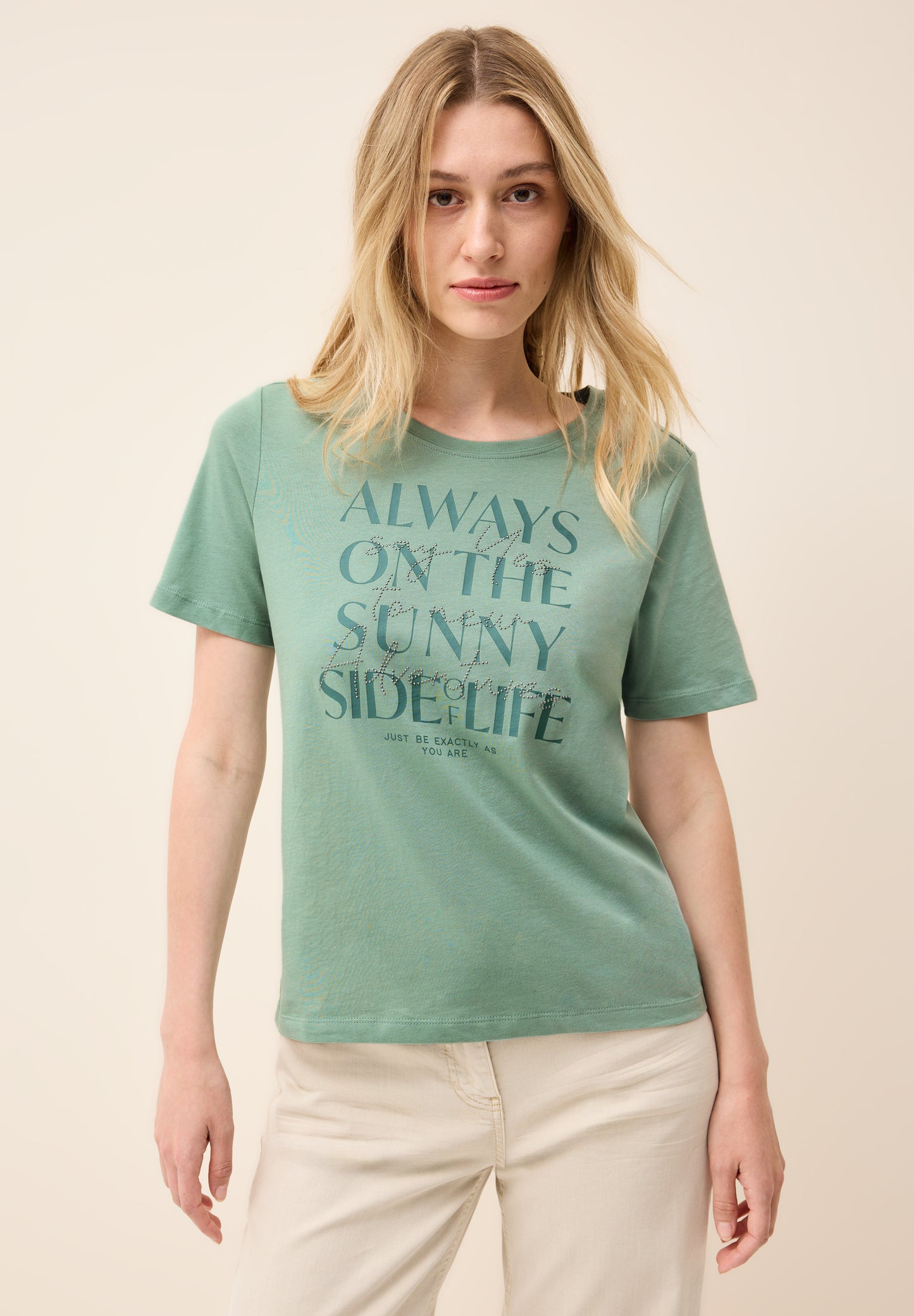 CECIL Shirt mit Wording Artwork - Farbe: matcha green
