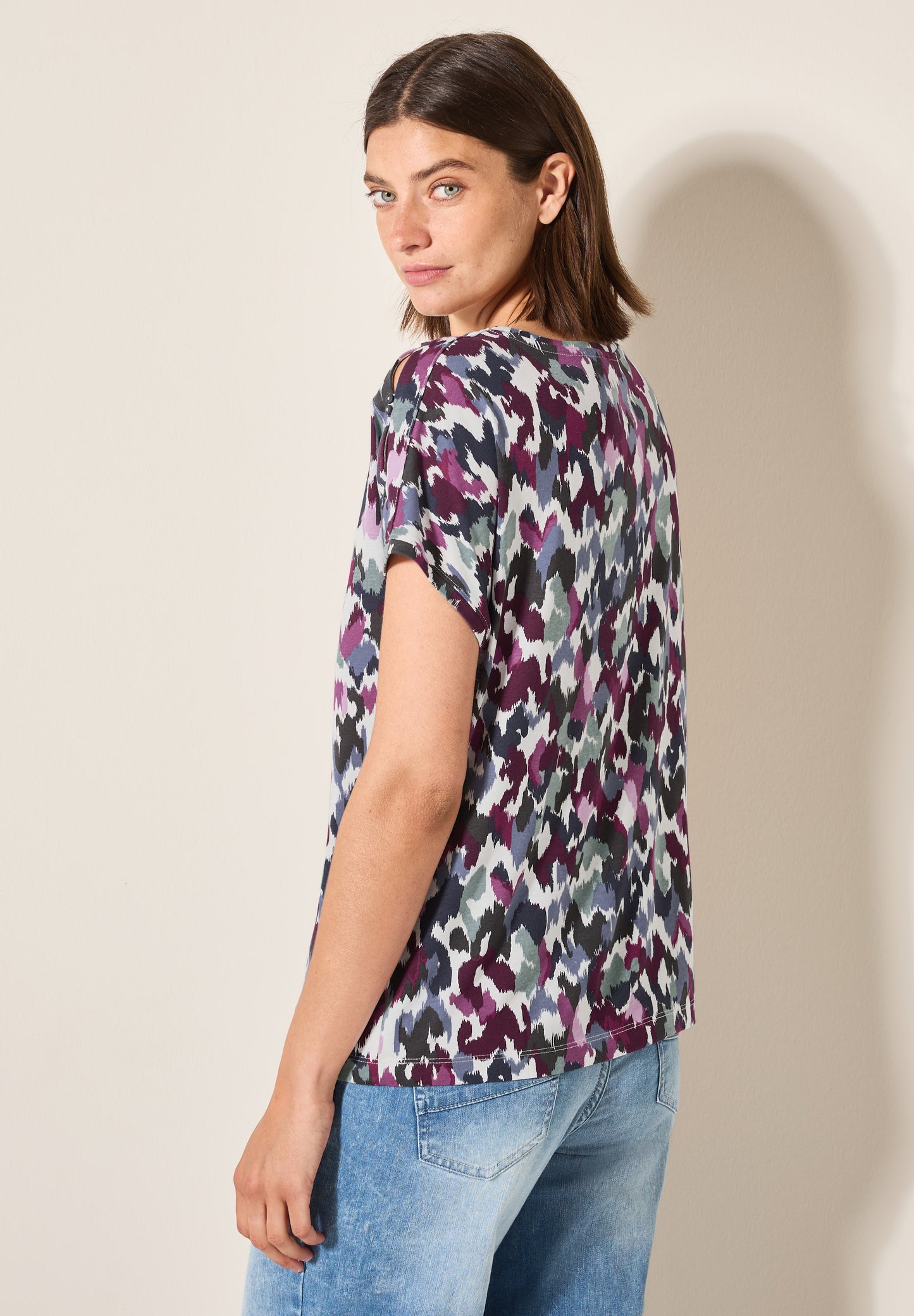 CECIL T-Shirt mit Knopfdetail - Farbe: vanilla white