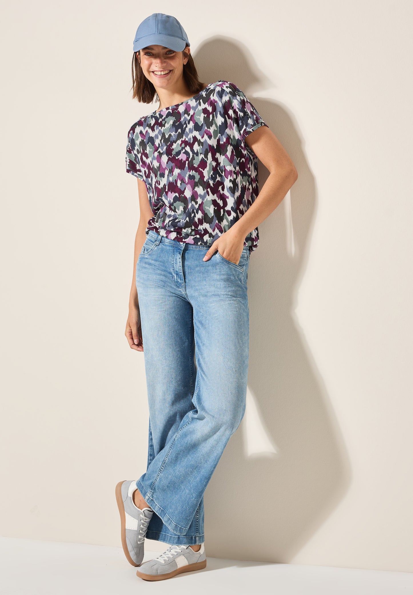 CECIL T-Shirt mit Knopfdetail - Farbe: vanilla white