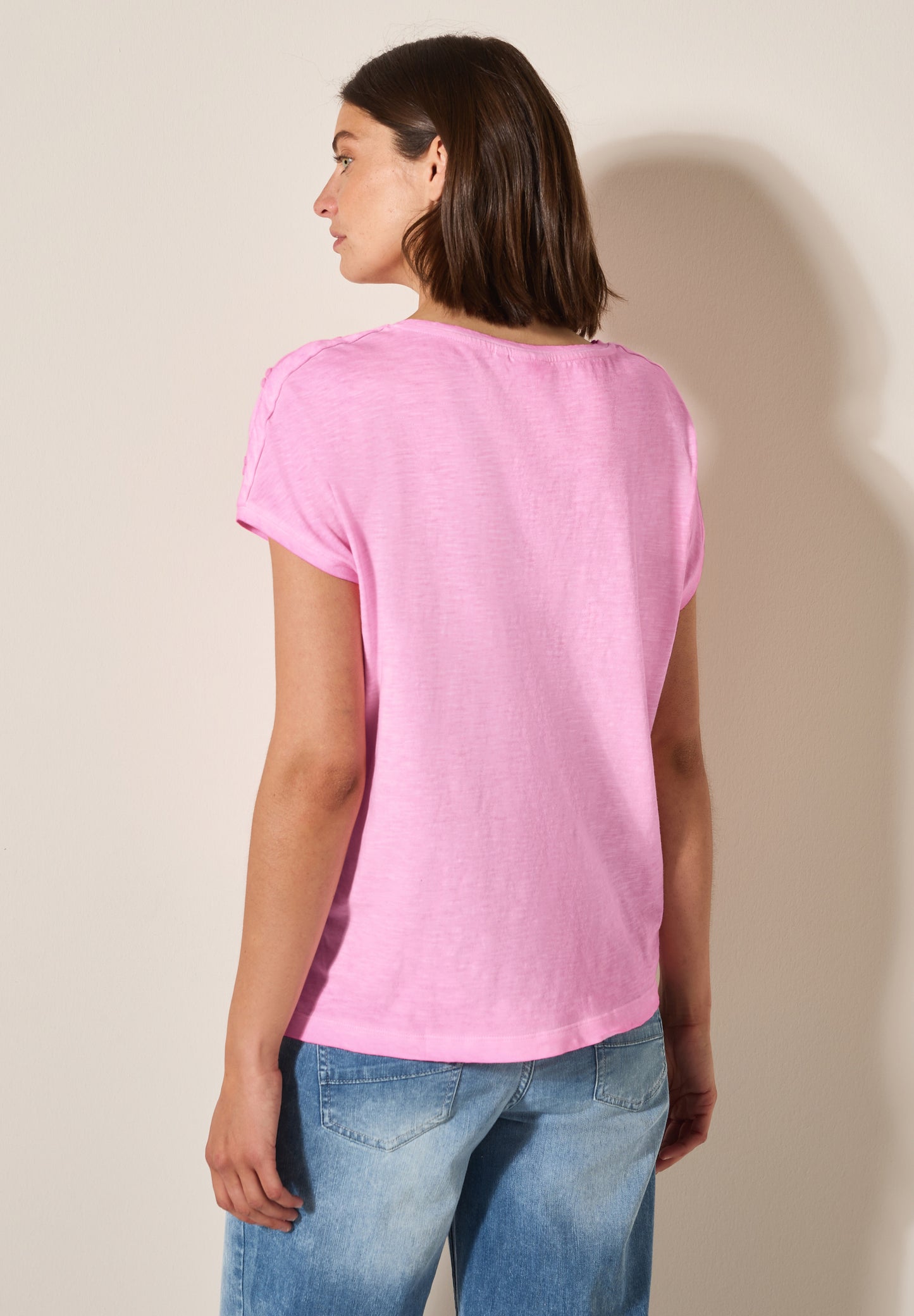 CECIL T-Shirt mit Knopfdetail - Farbe: fresh neon pink