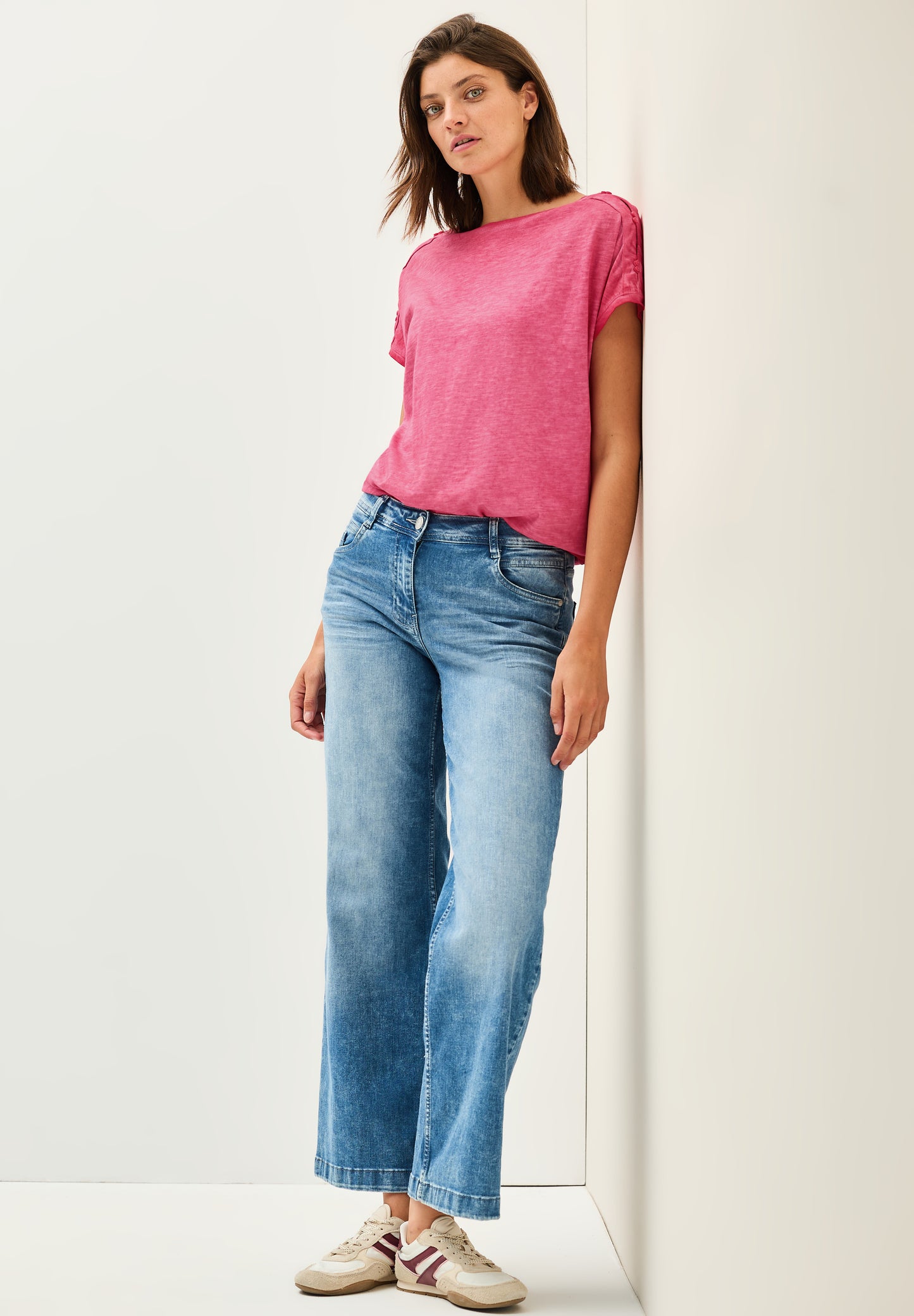 CECIL T-Shirt mit Knopfdetail - Farbe: glazed apple red