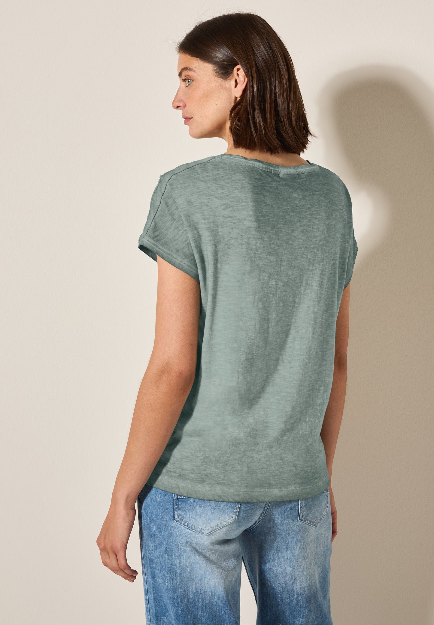 CECIL T-Shirt mit Knopfdetail - Farbe: dark balmy khaki