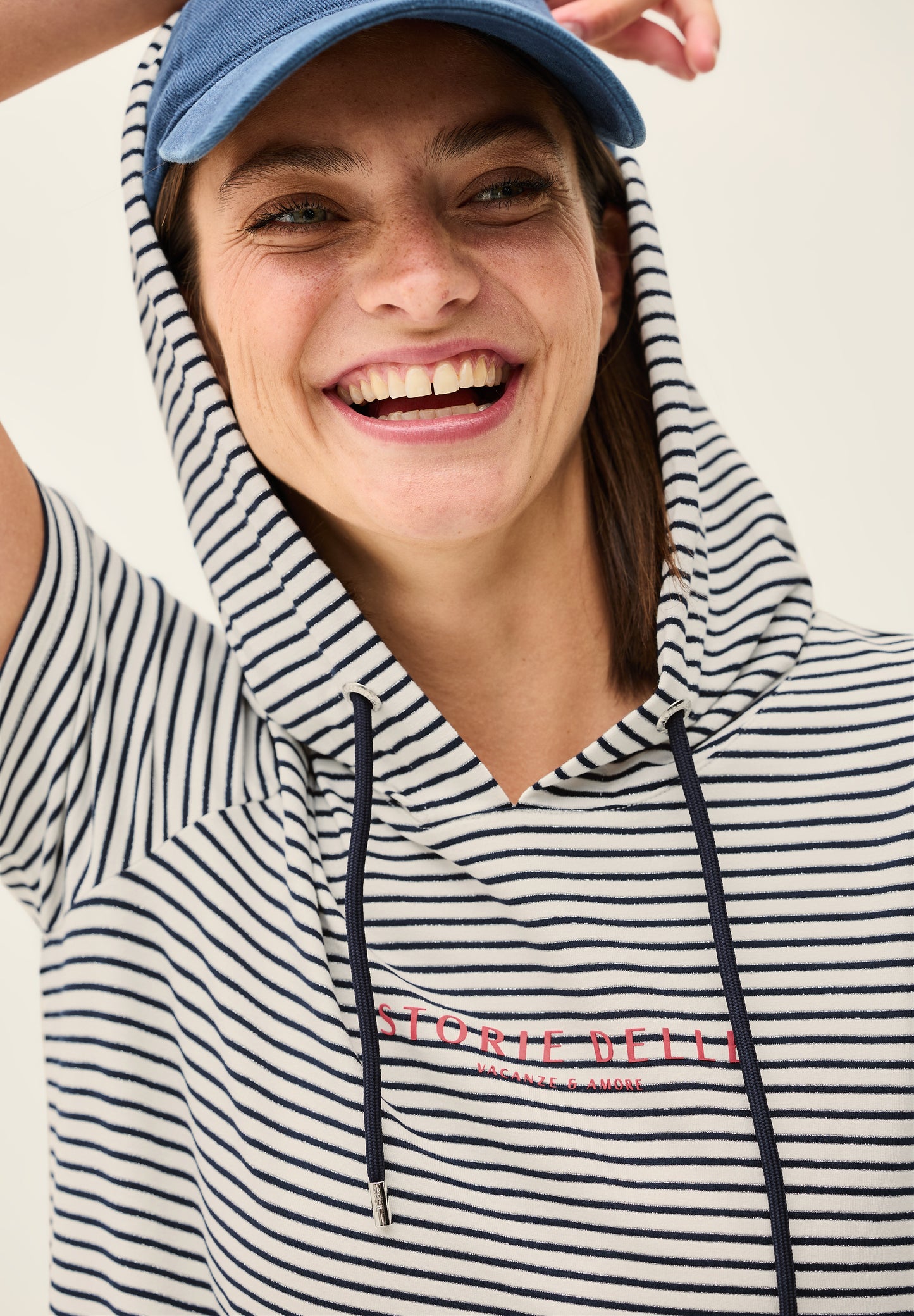 CECIL Streifen-Hoodie mit Glitzer - Farbe: vanilla white