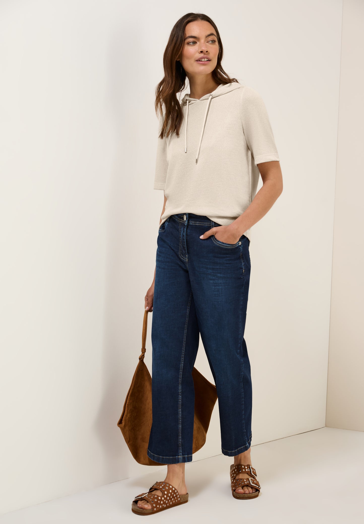CECIL Crepe Hoodie-Shirt - Farbe: light beige