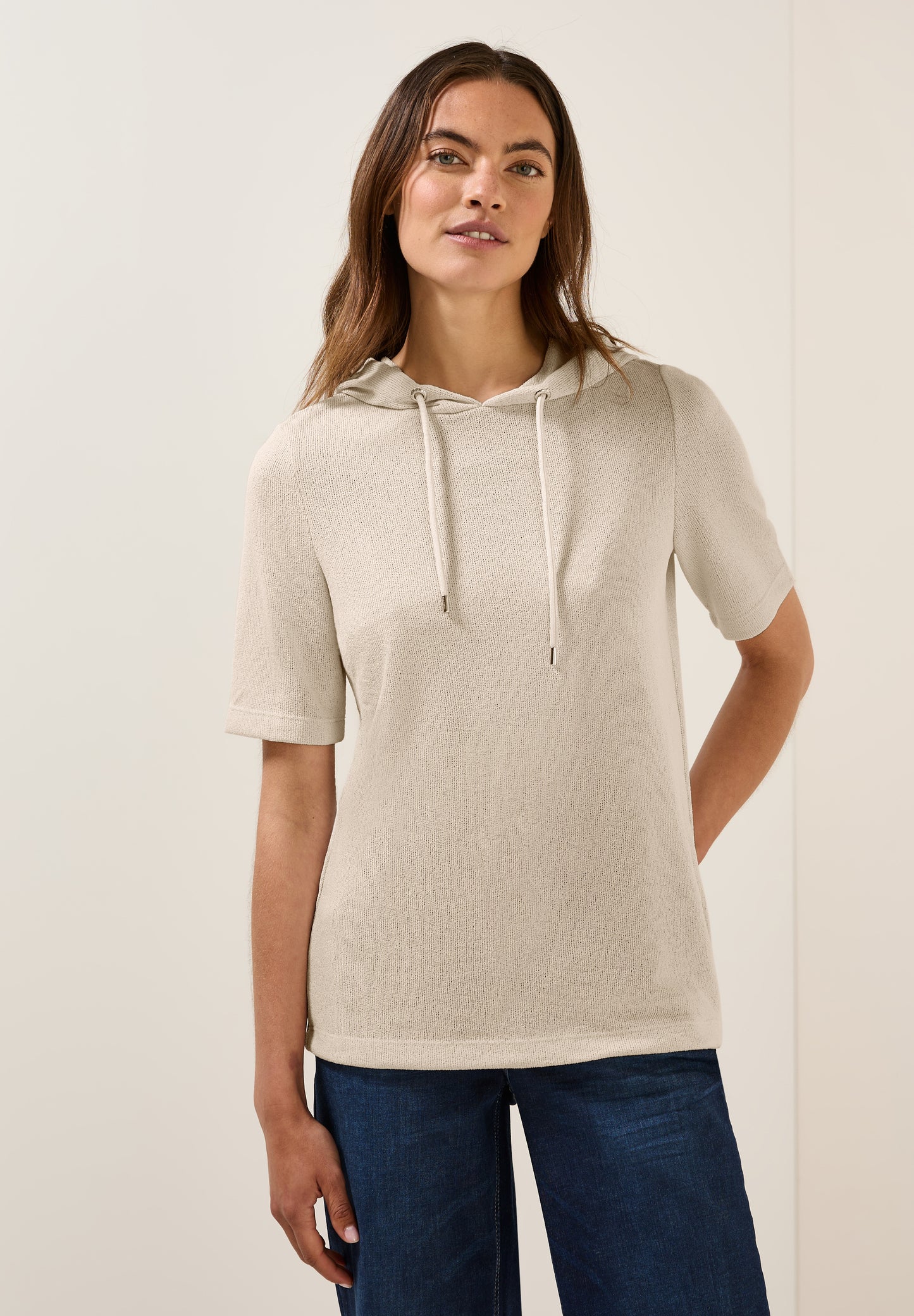CECIL Crepe Hoodie-Shirt - Farbe: light beige