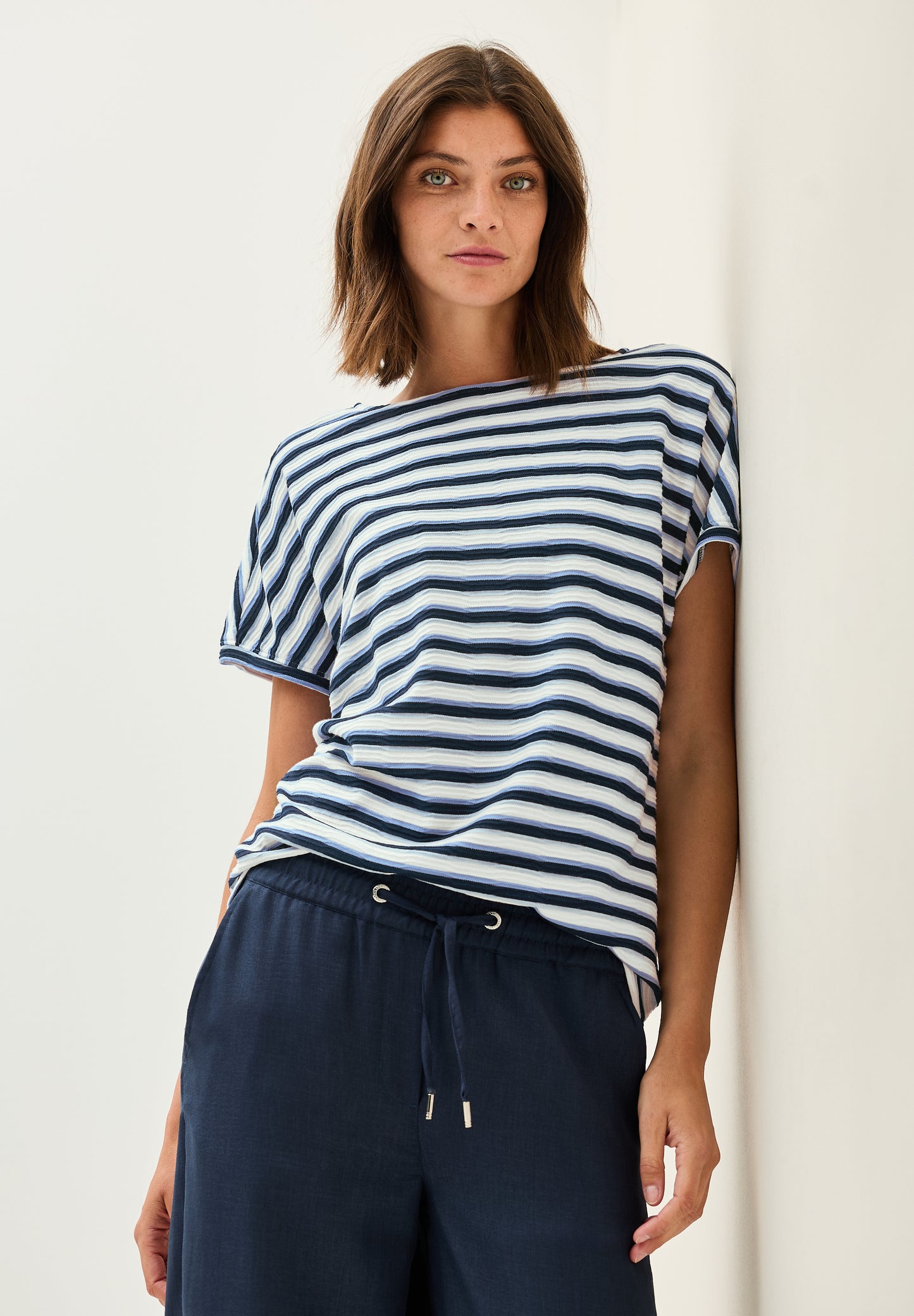 CECIL Strukturshirt mit Streifen Farbe: Blau