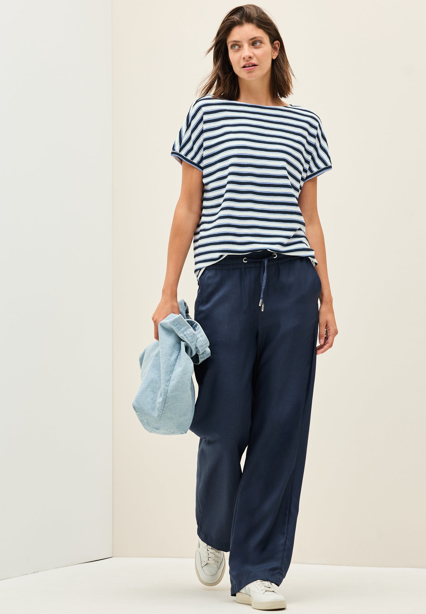 CECIL Strukturshirt mit Streifen Farbe: Blau