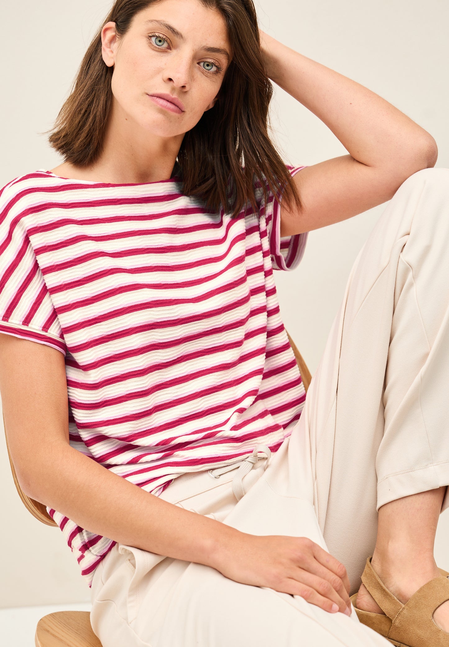 CECIL Gestreiftes Strukturshirt - Farbe: glazed apple red