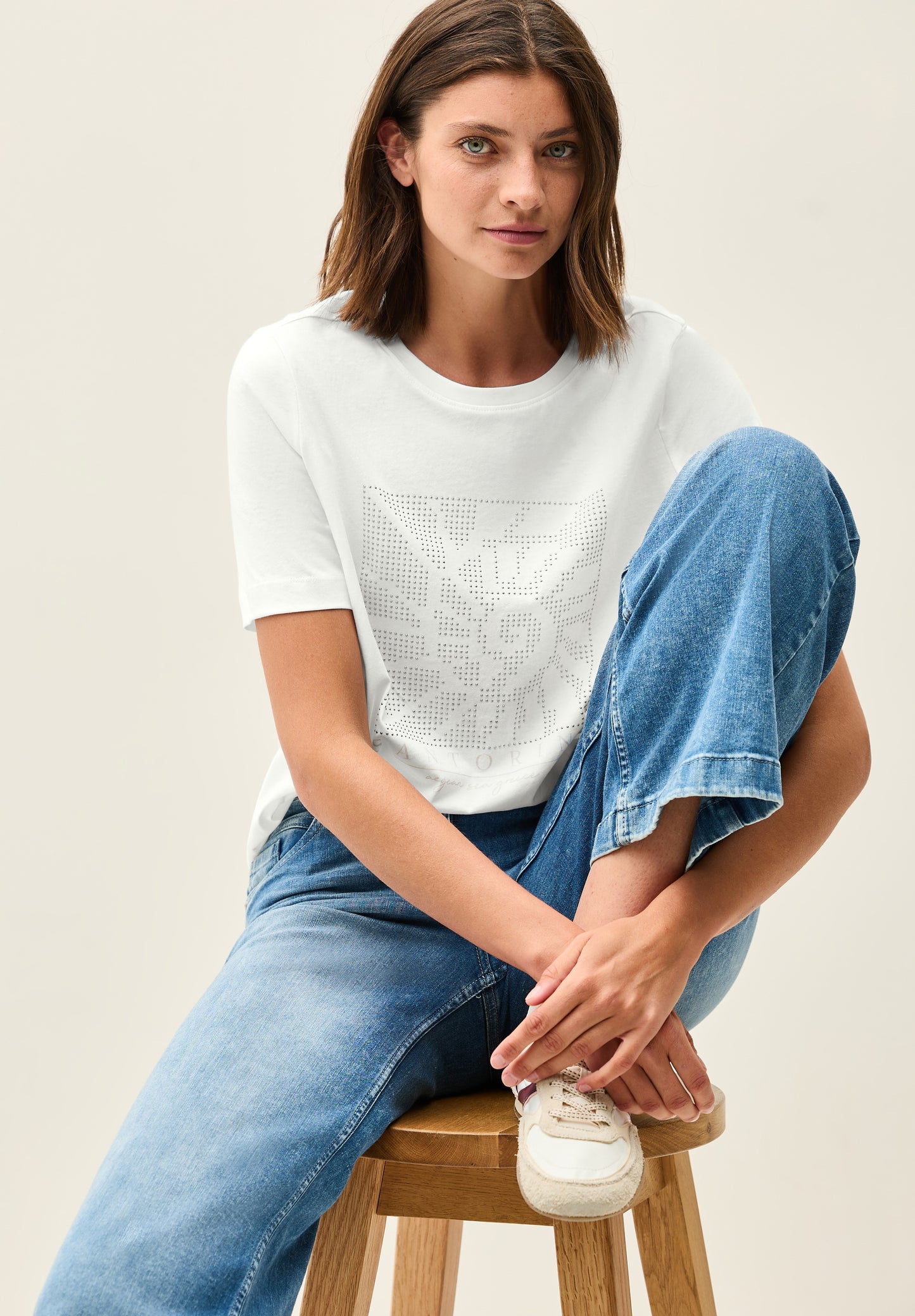 CECIL Shirt mit Schmucksteinen - Farbe: vanilla white