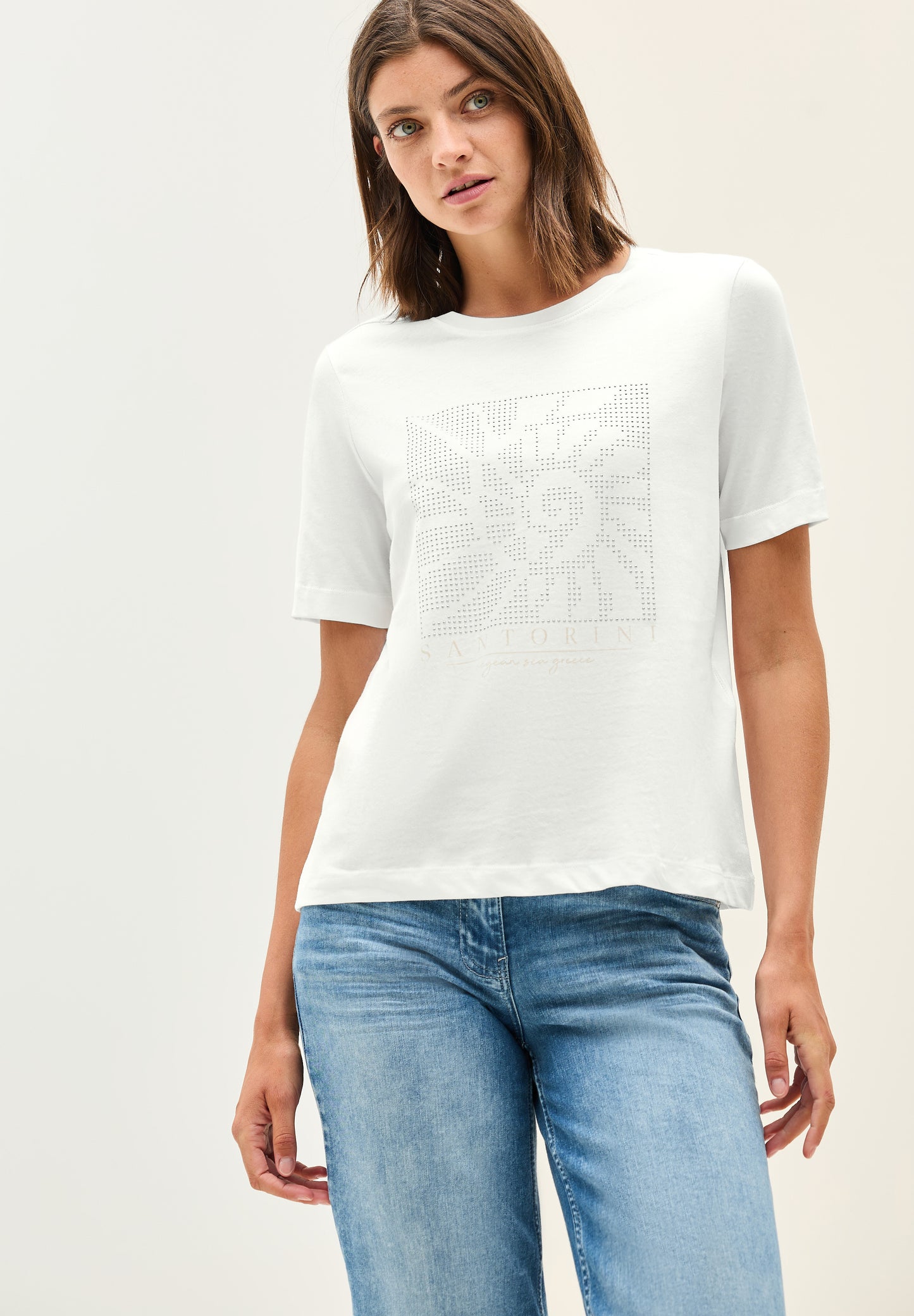 CECIL Shirt mit Schmucksteinen - Farbe: vanilla white