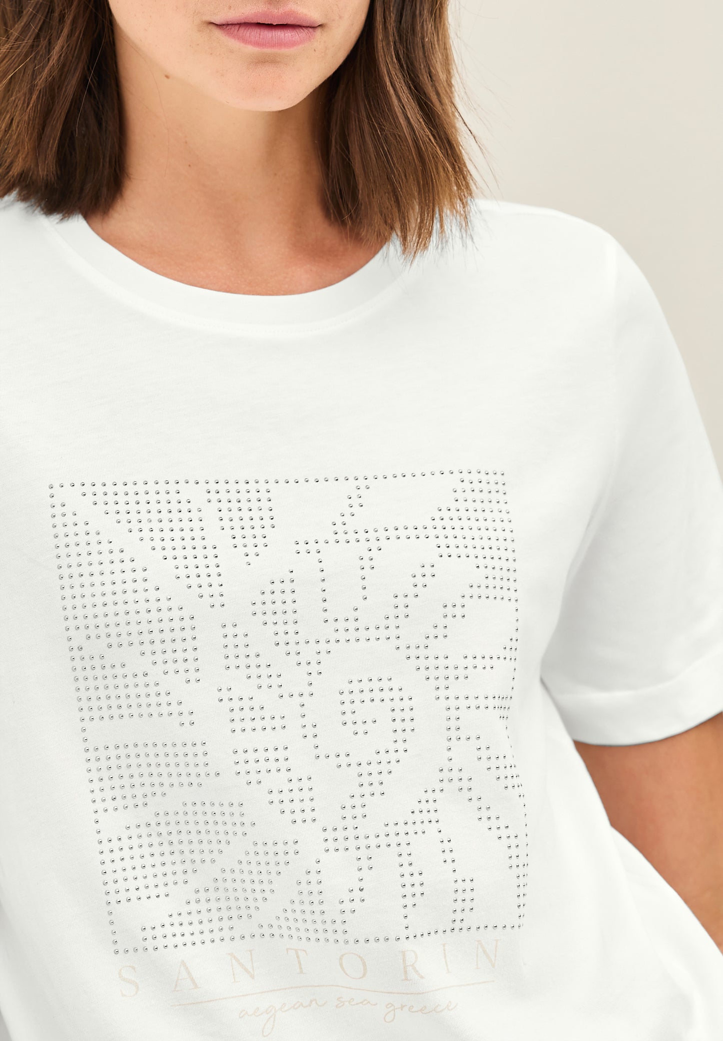 CECIL Shirt mit Schmucksteinen - Farbe: vanilla white