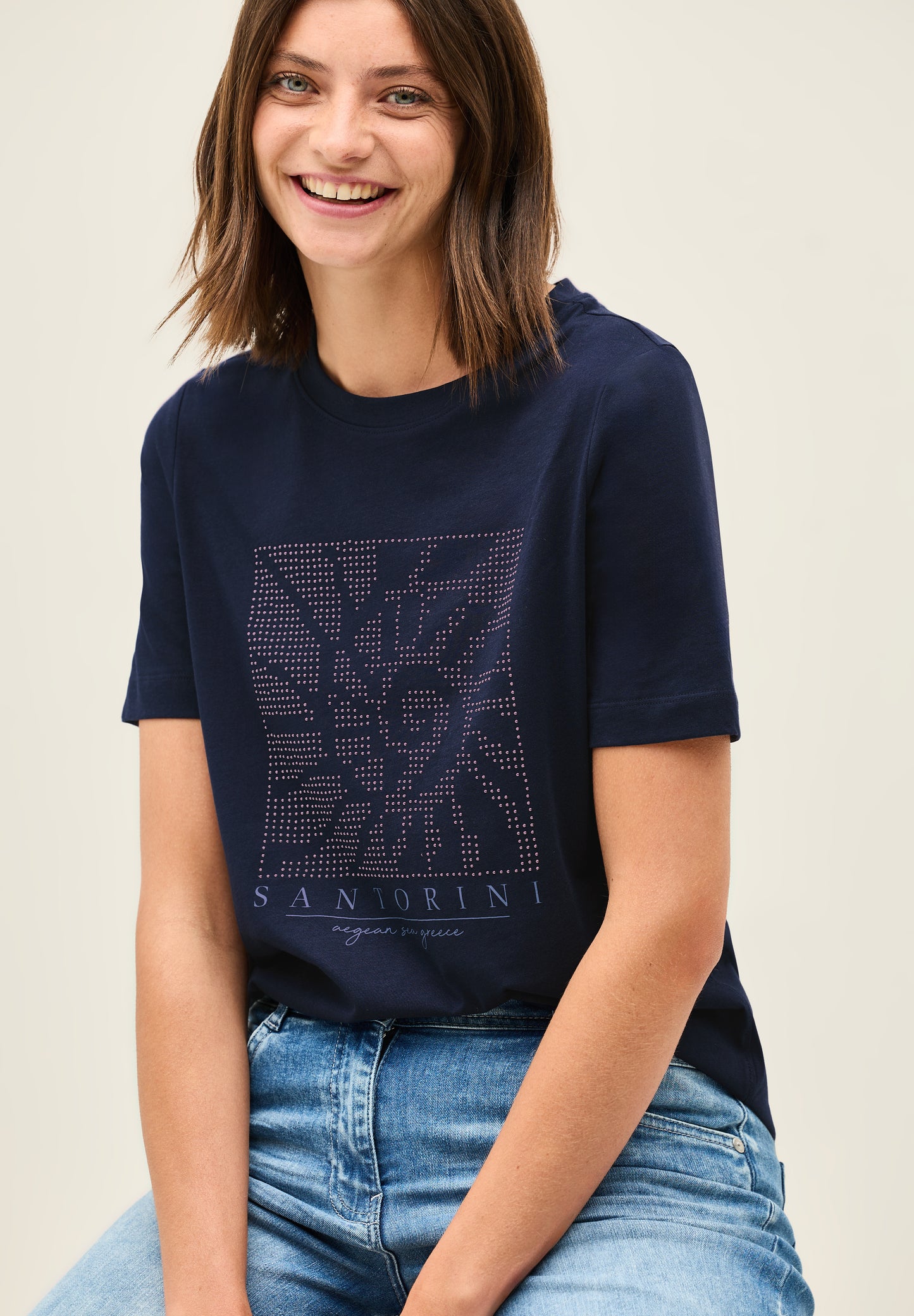 CECIL Shirt mit Schmucksteinen - Farbe: urban navy blue