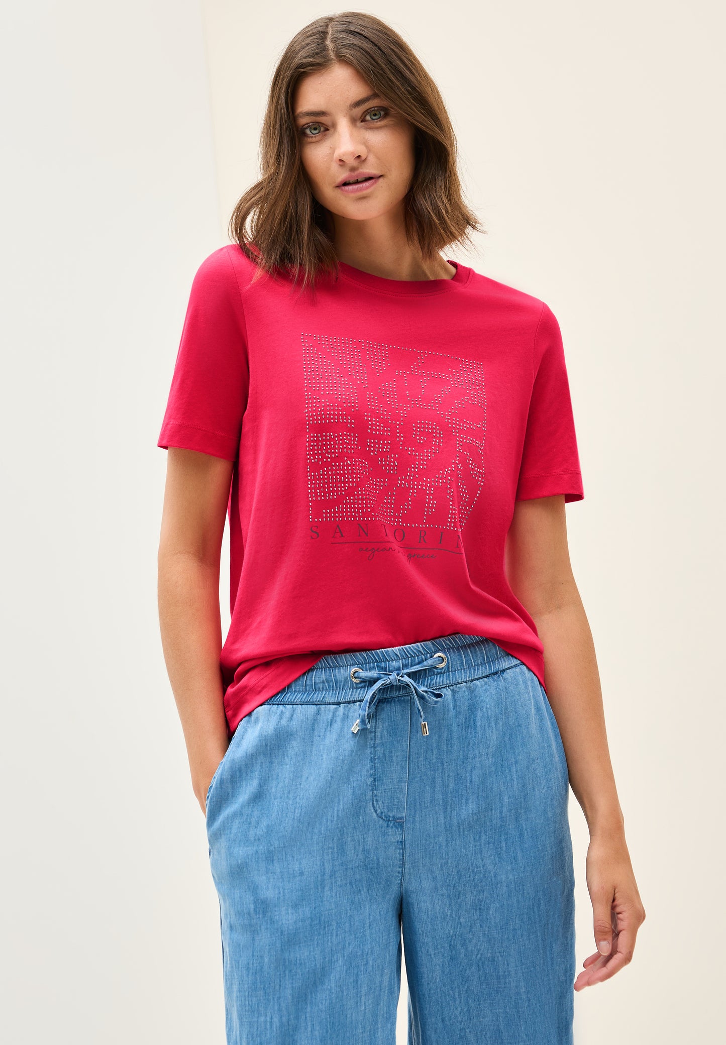 CECIL Shirt mit Schmucksteinen - Farbe: glazed apple red