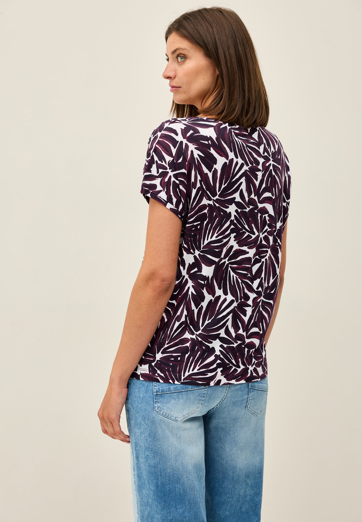 CECIL Print-Shirt mit Knopfdetail - Farbe: mulberry red