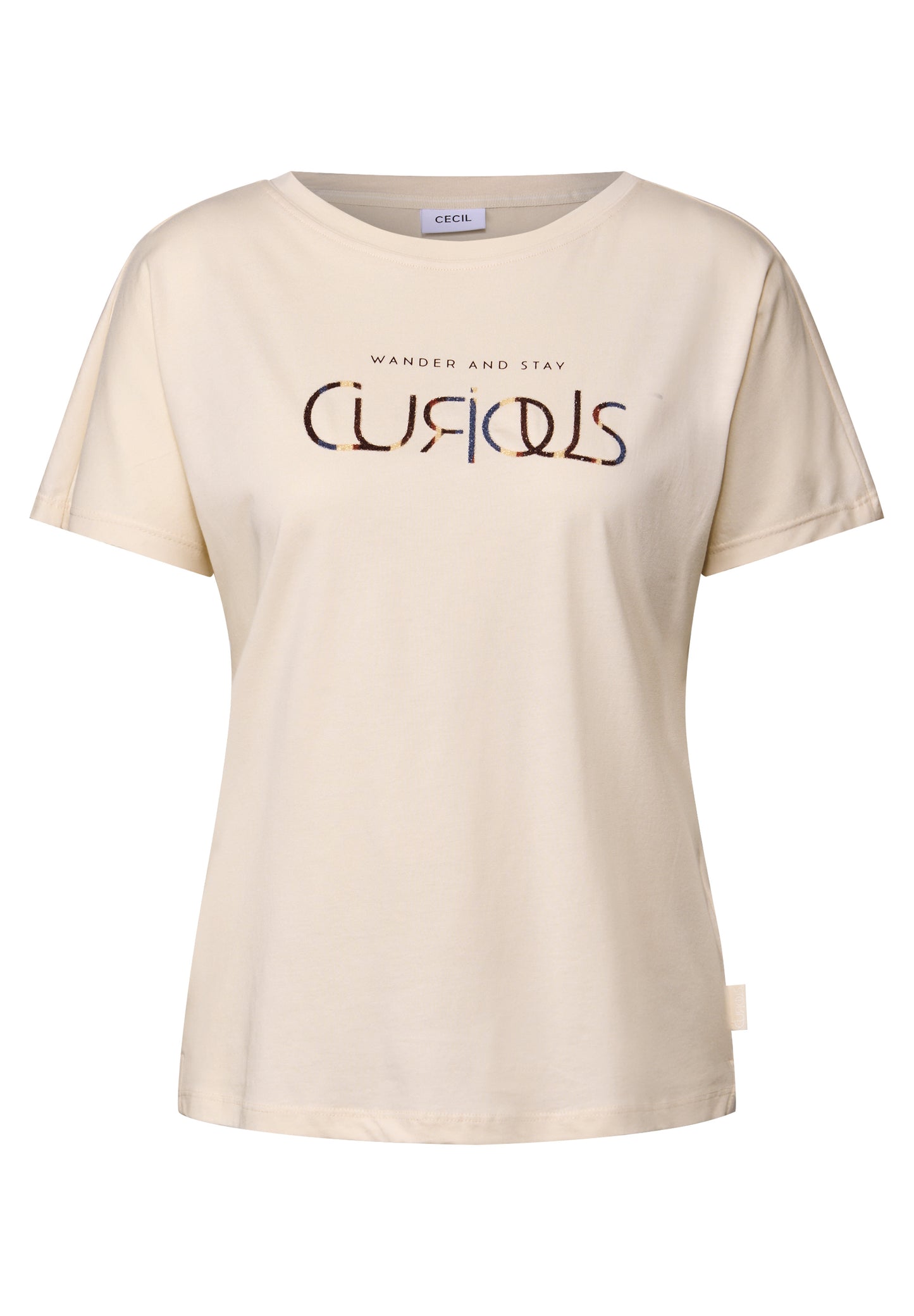 CECIL T-Shirt mit Wording - Farbe: light beige