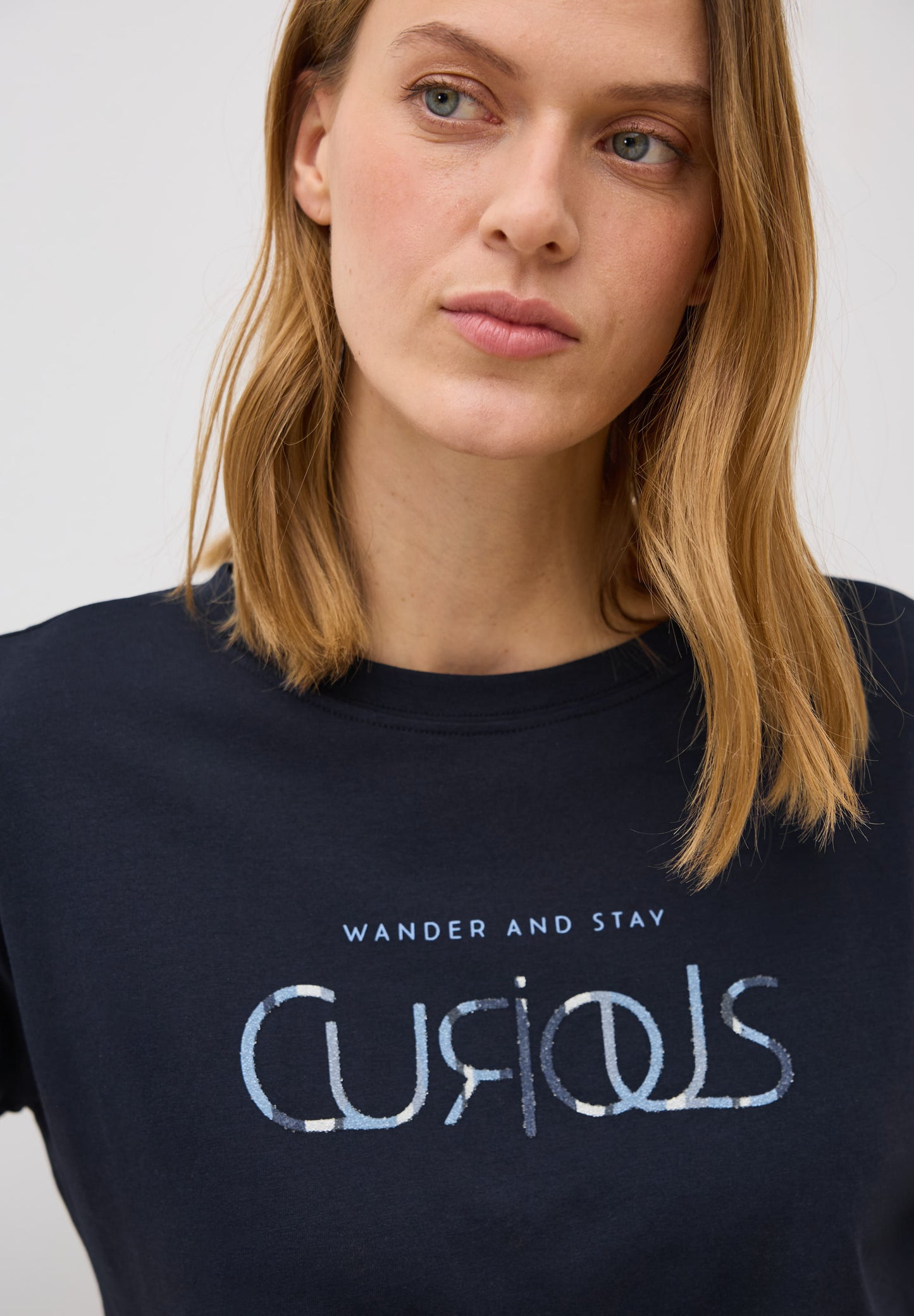 CECIL T-Shirt mit Wording - Farbe: urban dark blue