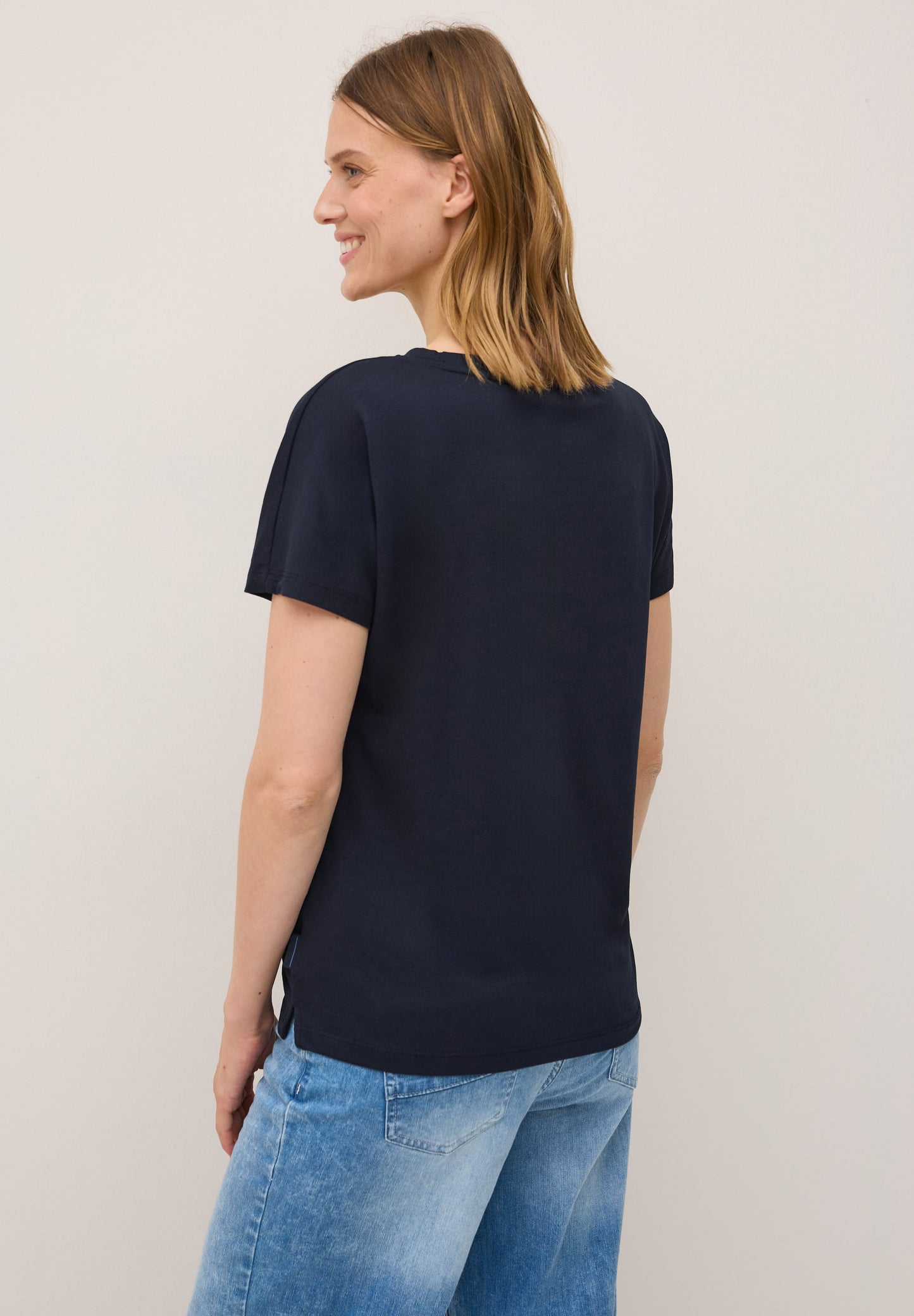 CECIL T-Shirt mit Wording - Farbe: urban dark blue