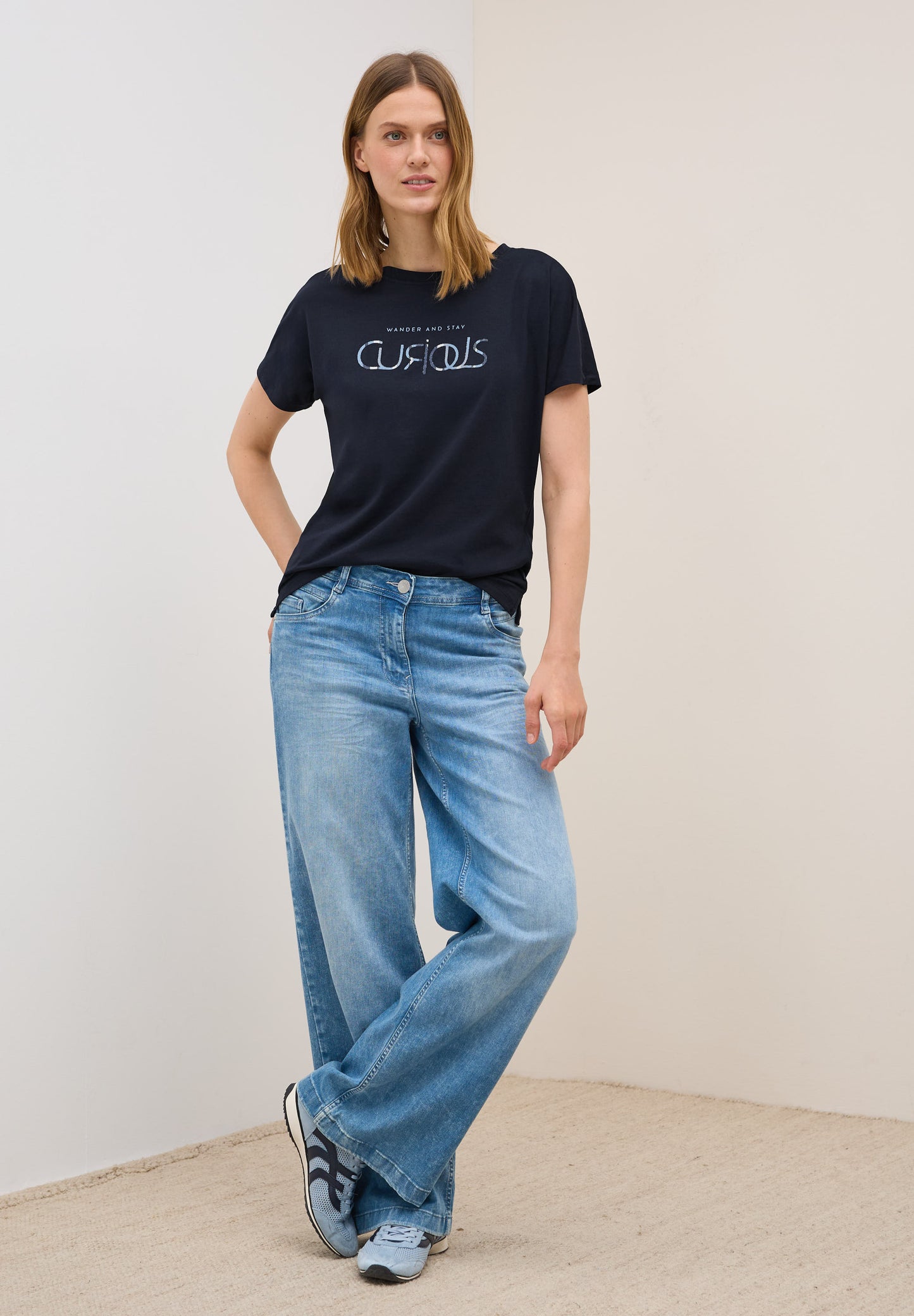 CECIL T-Shirt mit Wording - Farbe: urban dark blue