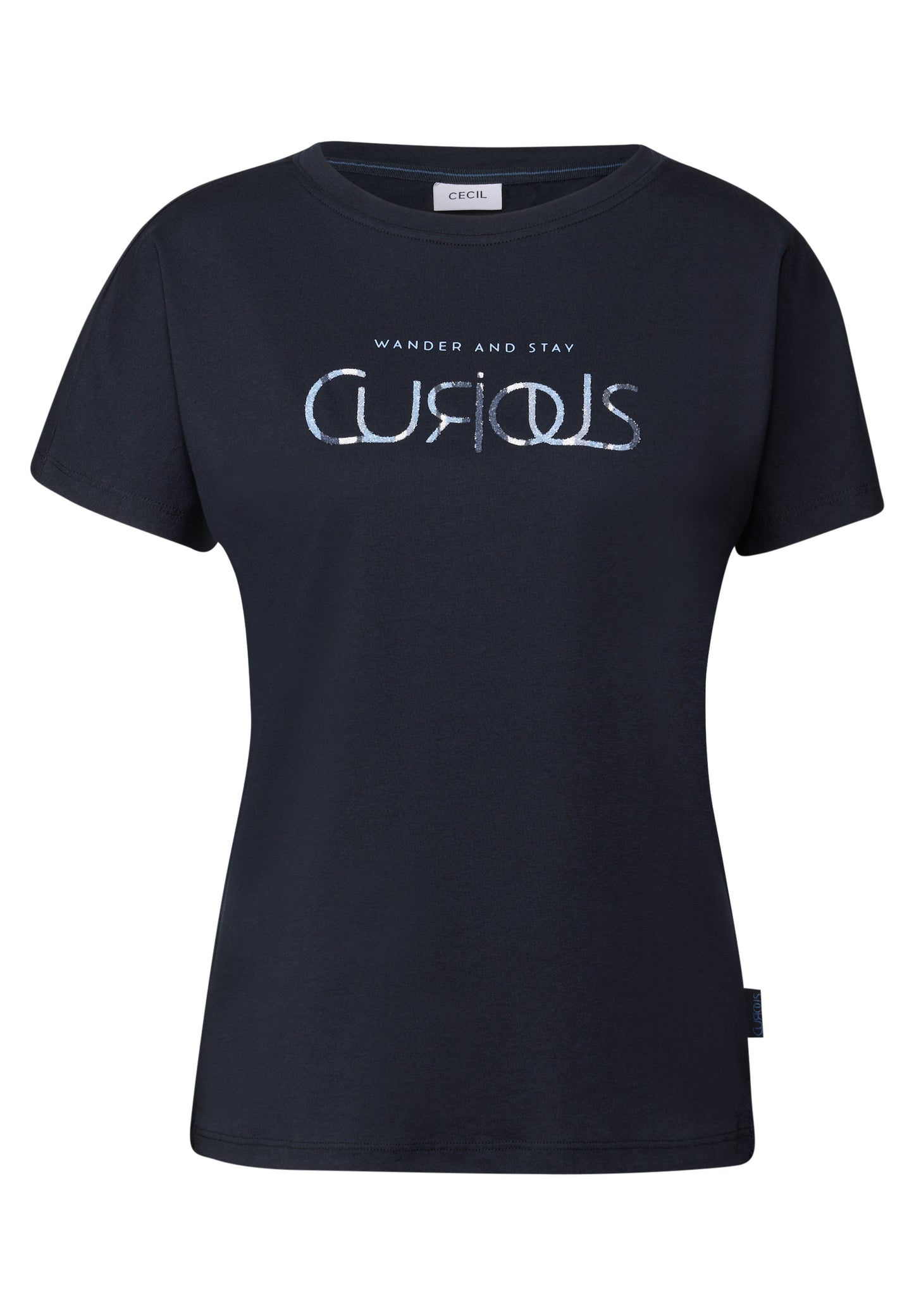 CECIL T-Shirt mit Wording - Farbe: urban dark blue