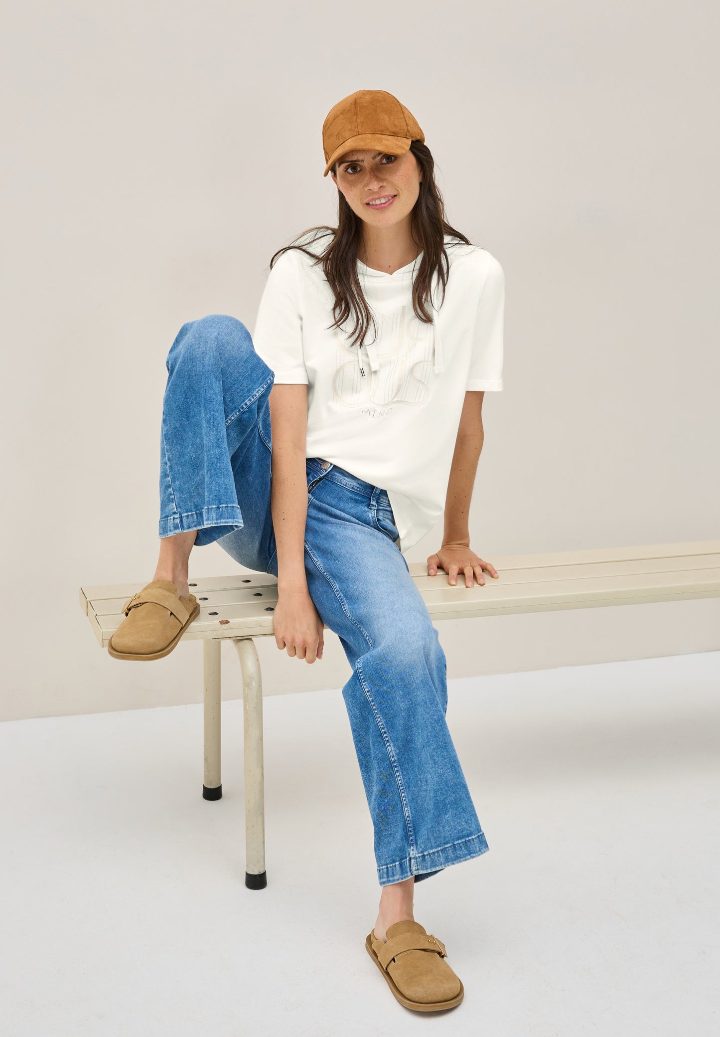 CECIL Kapuzenshirt mit Wording - Farbe: vanilla white