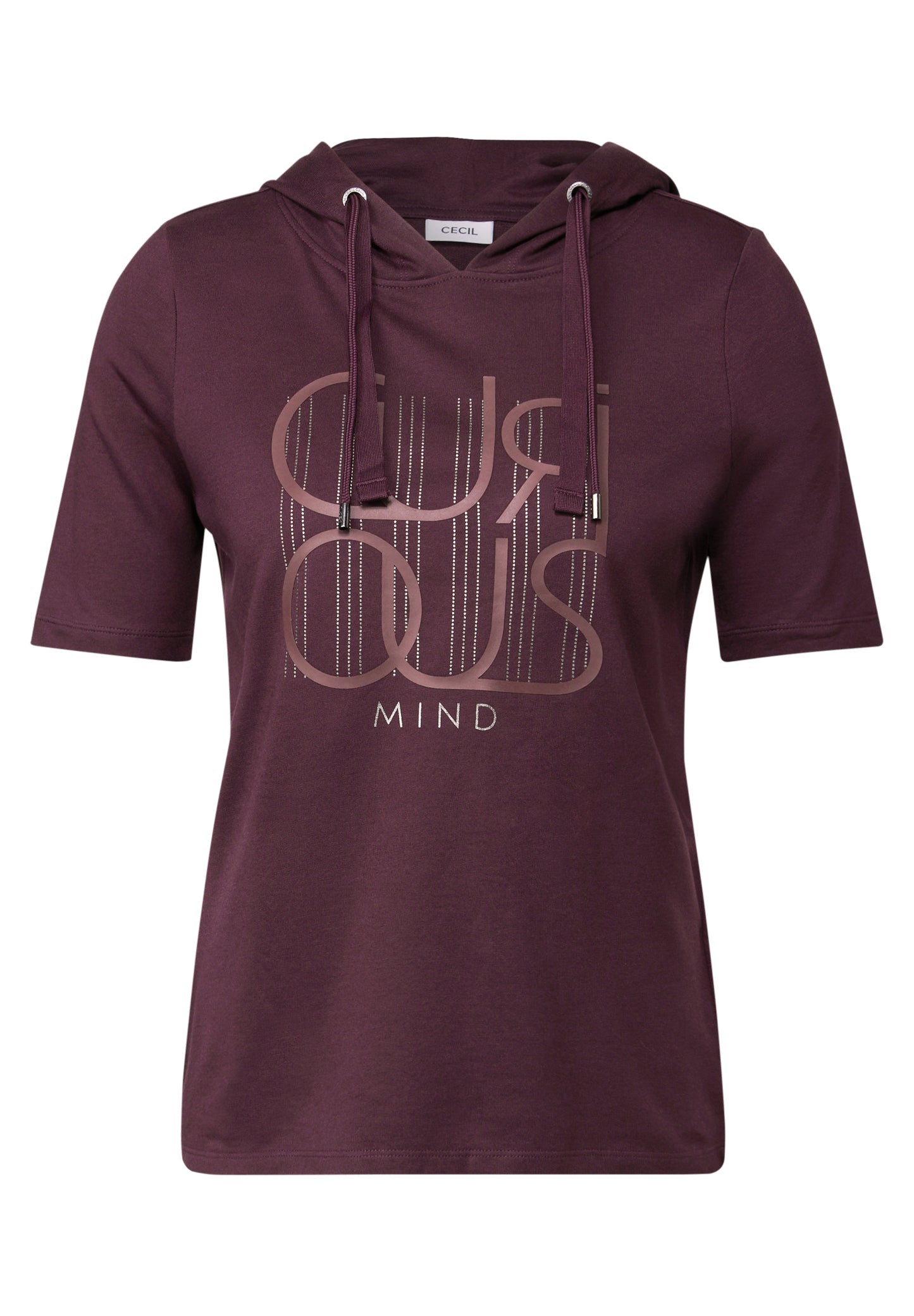 CECIL Kapuzenshirt mit Wording - Farbe: mulberry red