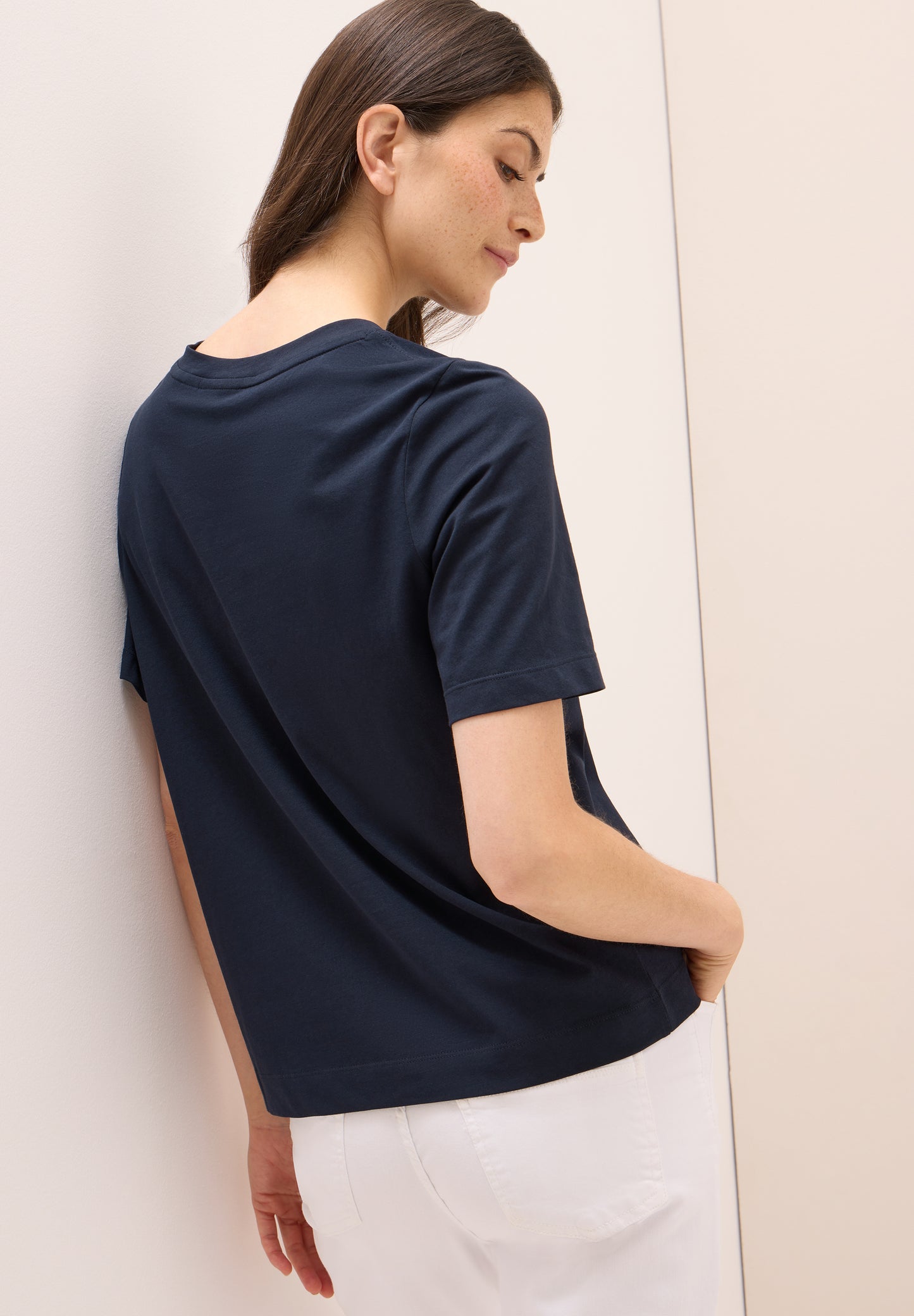 CECIL T-Shirt mit Wording Artwork - Farbe: urban dark blue